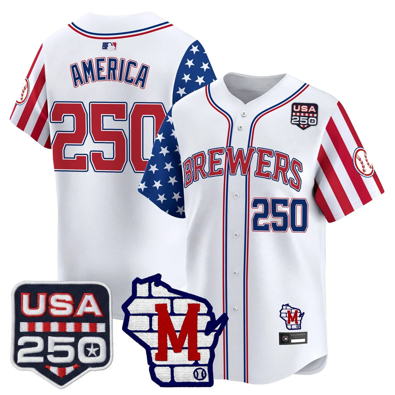 Men's Milwaukee Brewers "America250 Edition" Vapor Premier Limited Jersey - All Stitched - White