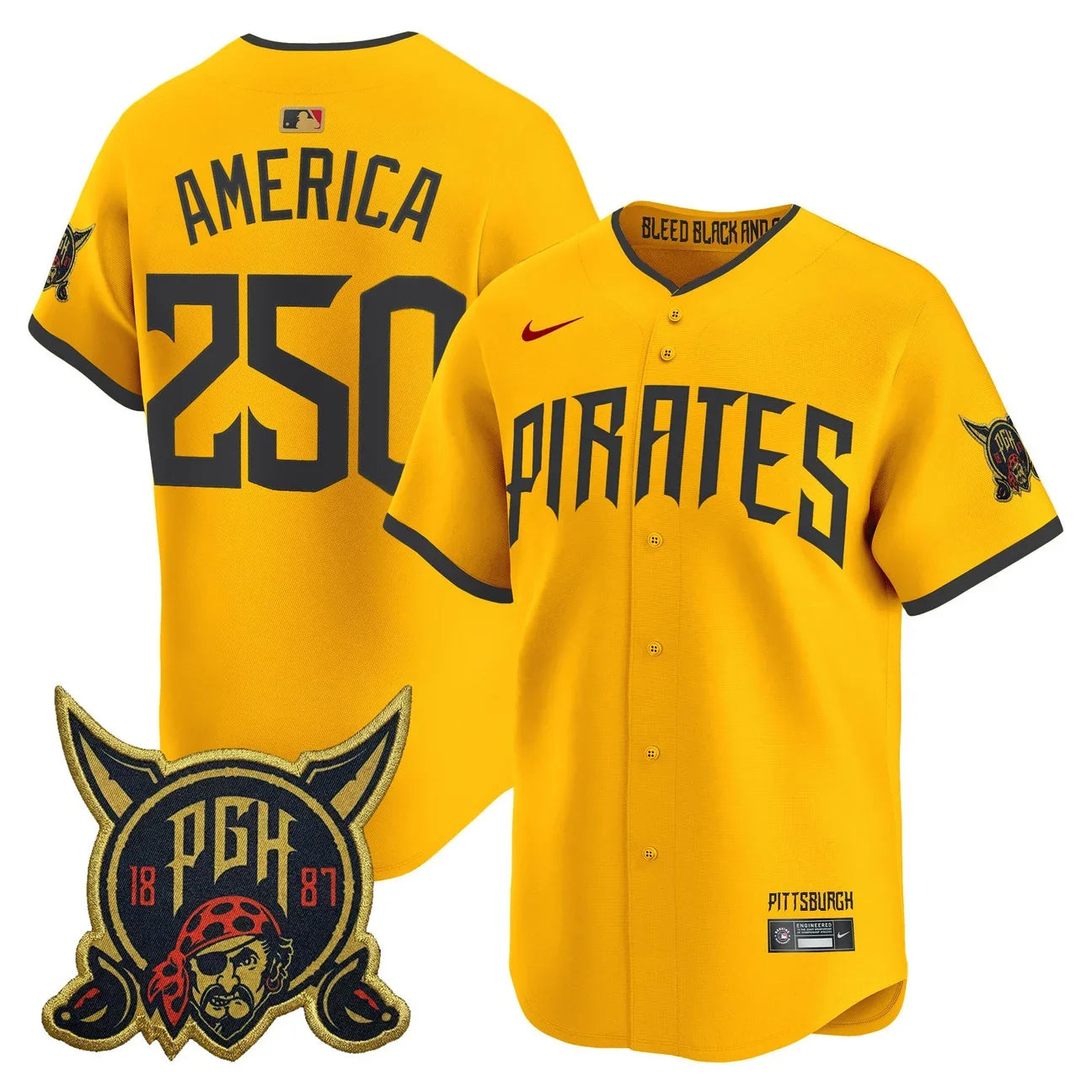 Pittsburgh Pirates 2026 City Connect Vapor Premier Limited Jersey - All Stitched - Gold