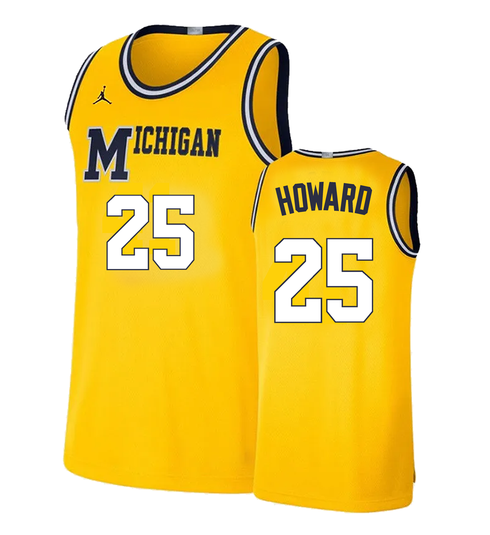 Men's #25 Jace Howard Michigan Wolverines College Basketball Jersey