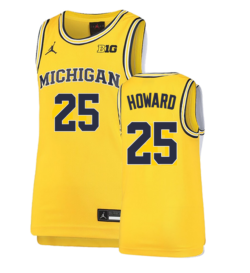 Men's #25 Jace Howard Michigan Wolverines College Basketball Jersey