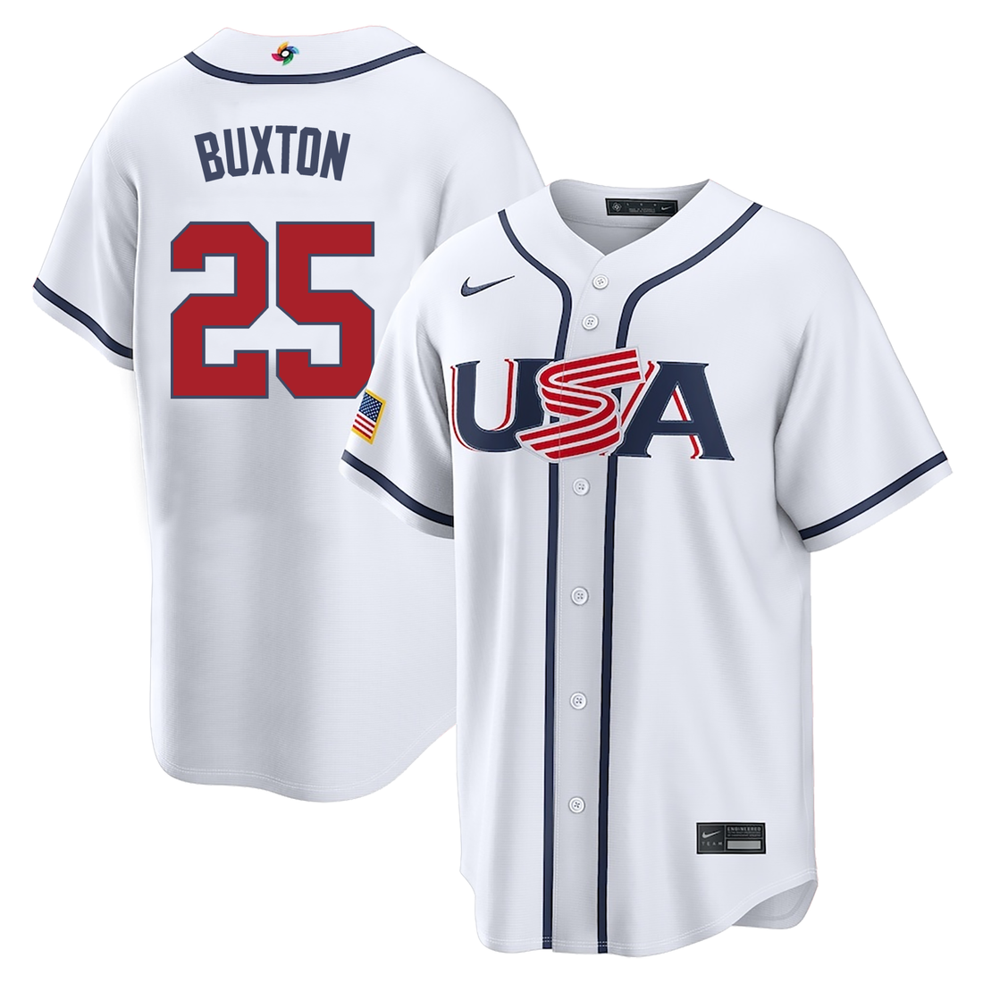 Men's #25 Byron Buxton USA 2026 World Baseball Classic Baseball Jersey