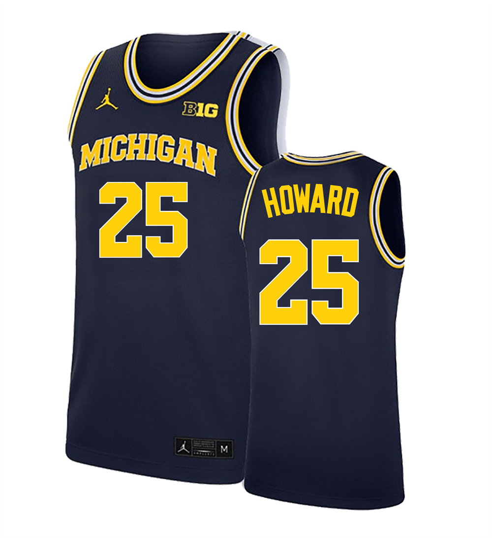 Men's #25 Jace Howard Michigan Wolverines College Basketball Jersey