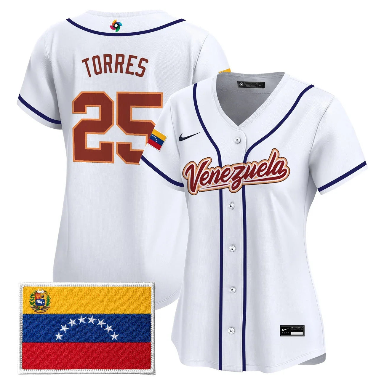 Women's Team Venezuela World Baseball Classic Vapor Premier Jersey - 2026 Roster - All Stitched