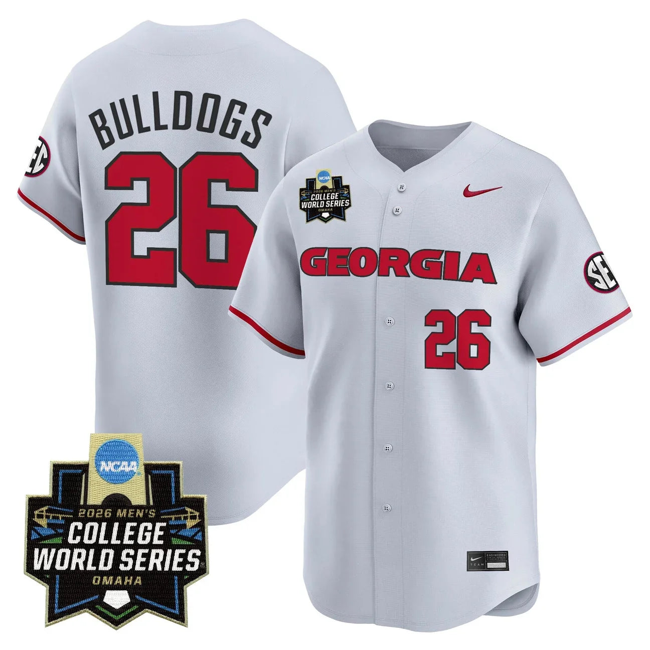 Men's Georgia Bulldogs Baseball 2026 World Series Vapor Premier Limited Jersey - All Stitched
