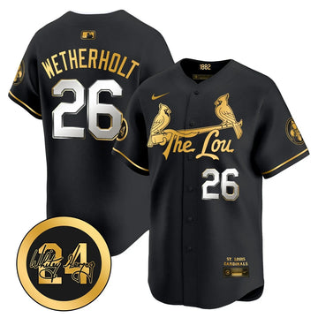 St. Louis Cardinals Whitey Herzog Patch Vapor Premier Limited Jersey - All Stitched - Black Gold