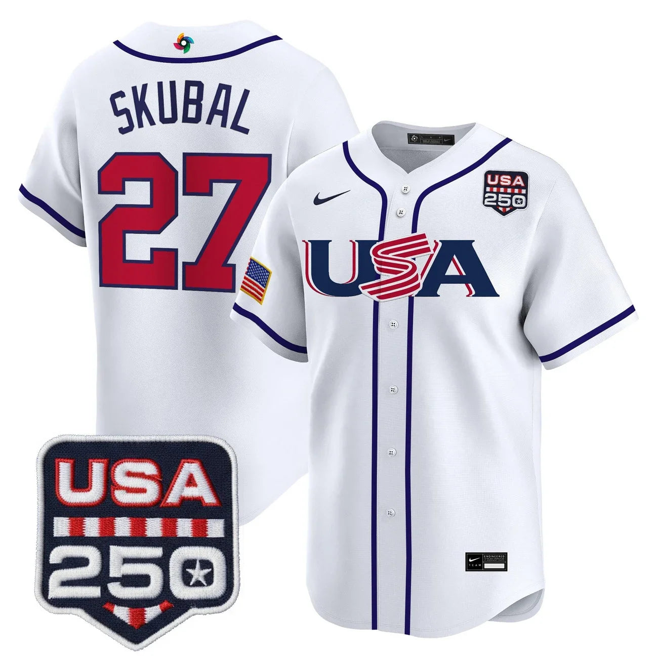 Team USA World Baseball Classic 250America Patch Vapor Premier Jersey - All Stitched - White
