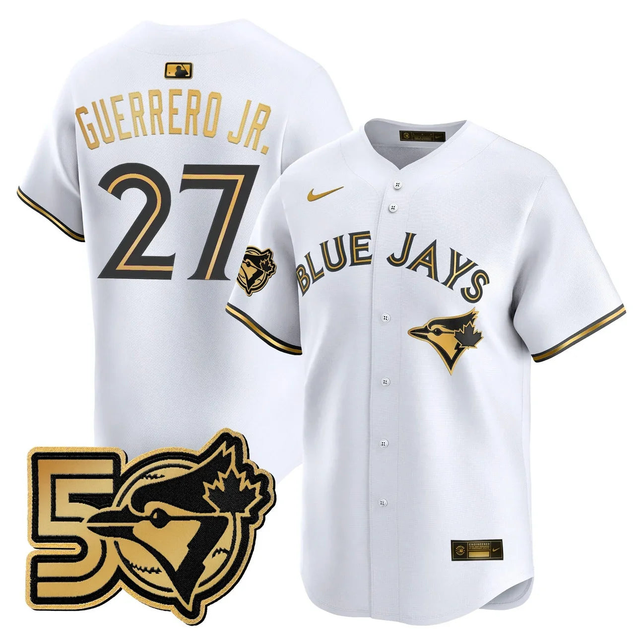 Men's Toronto Blue Jays 50 Seasons Patch Vapor Premier Limited Jersey - All Stitched