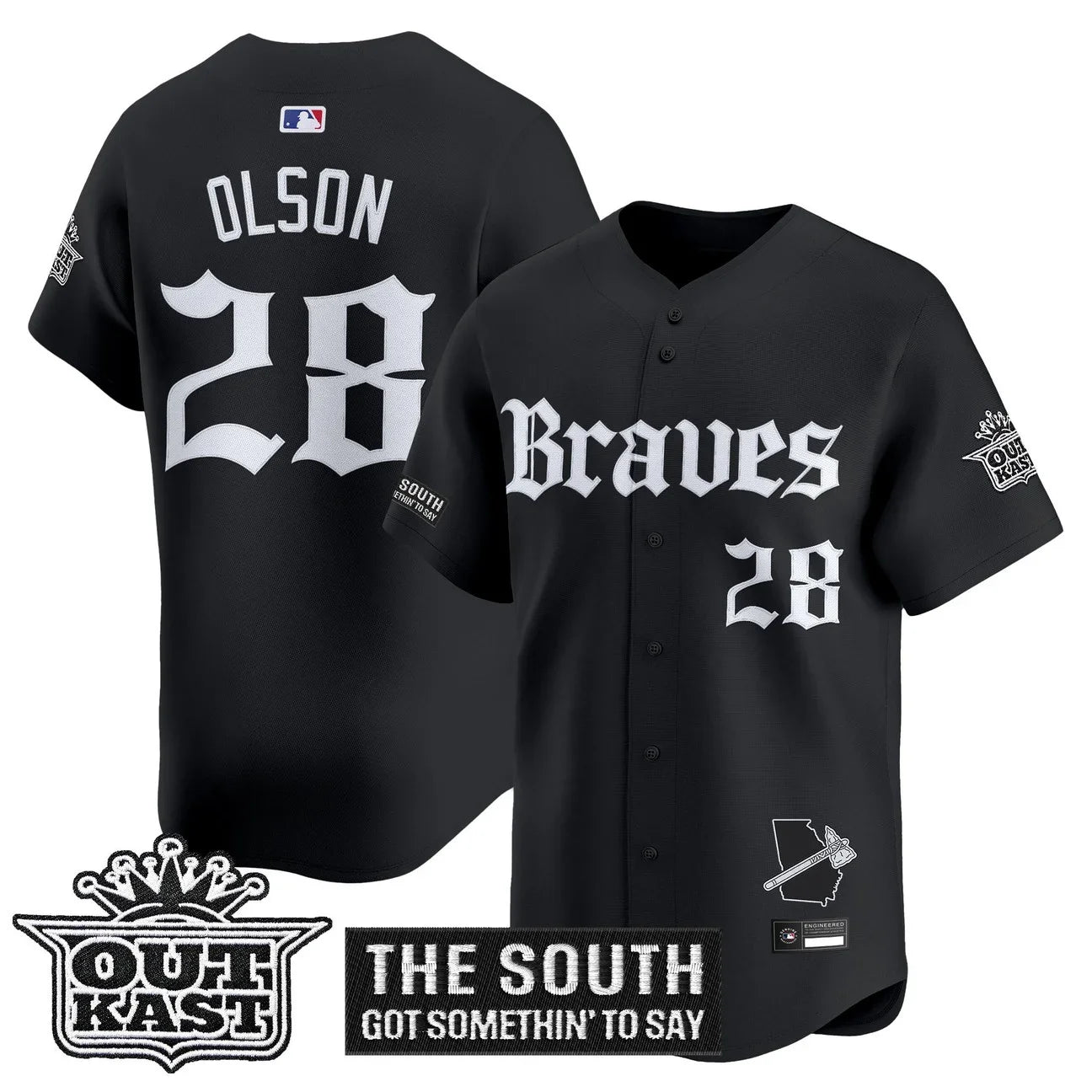 Men's Atlanta Braves 'Gothic South x Outkast Edition' Vapor Premier Limited Jersey V2- All Stitched