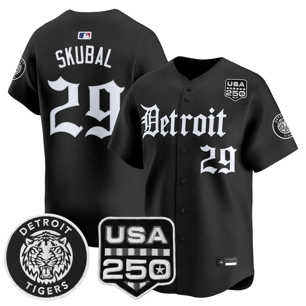 Detroit Tigers ‘Gothic Edition’ Vapor Premier Limited Jersey - All Stitched - Black