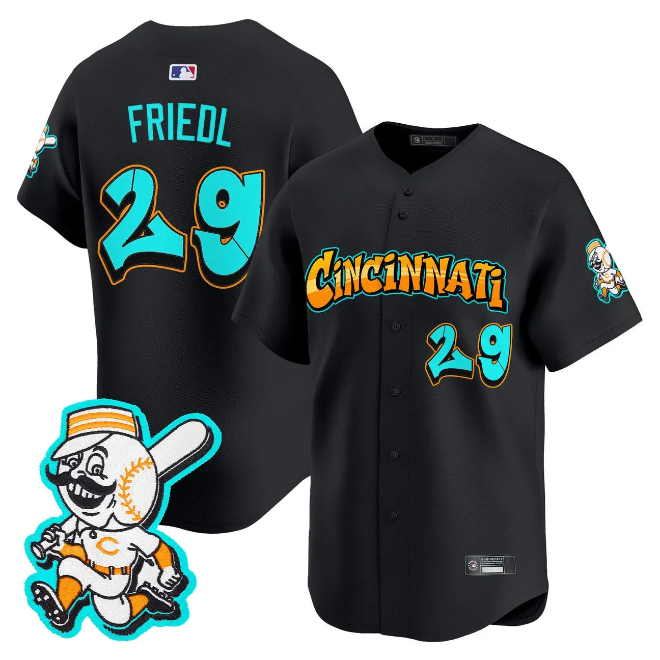 Cincinnati Reds 'Graffiti Queen City Edition' Vapor Premier Limited Jersey - All Stitched - Black