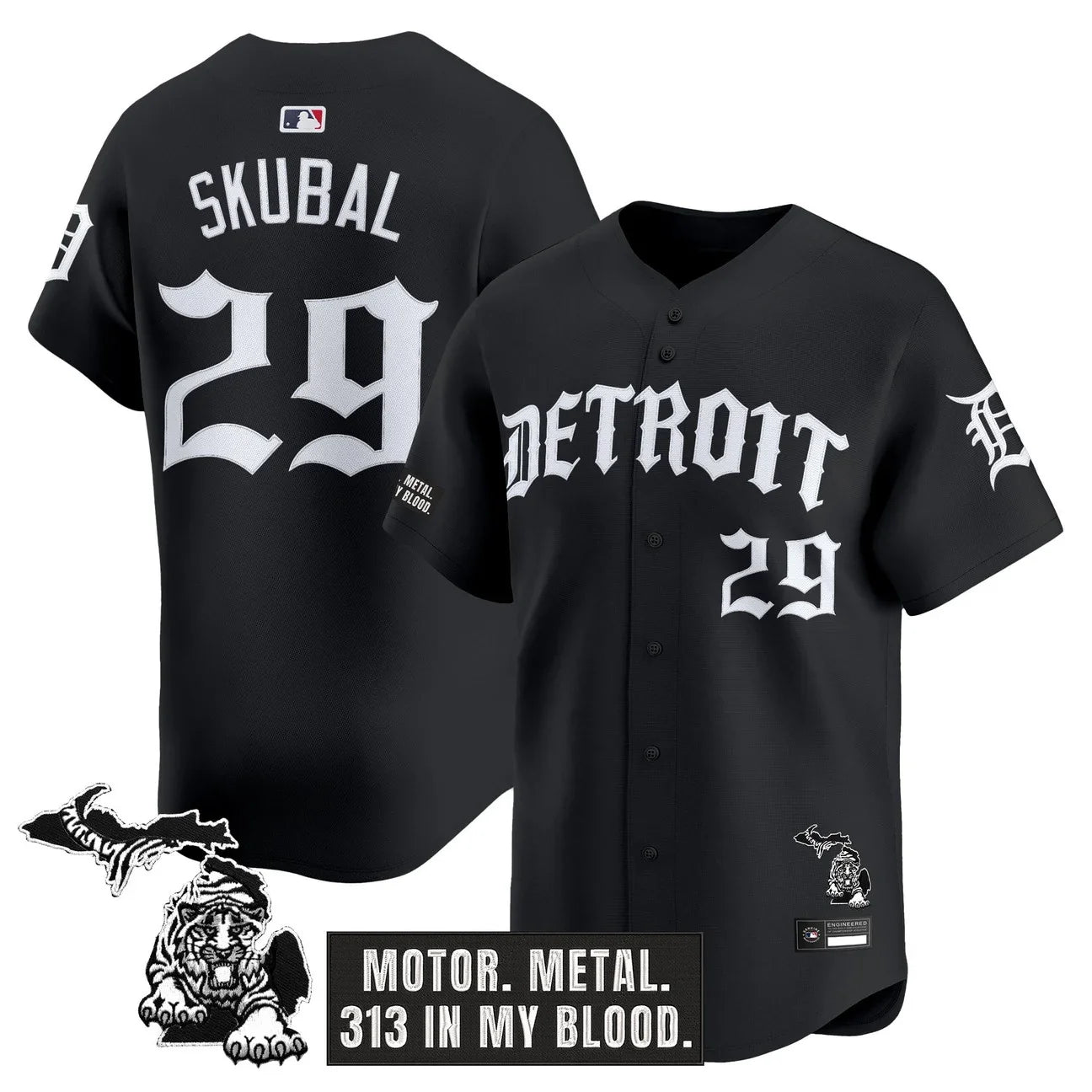 Detroit Tigers 'Old English Edition' Vapor Premier Limited Jersey - All Stitched - Black