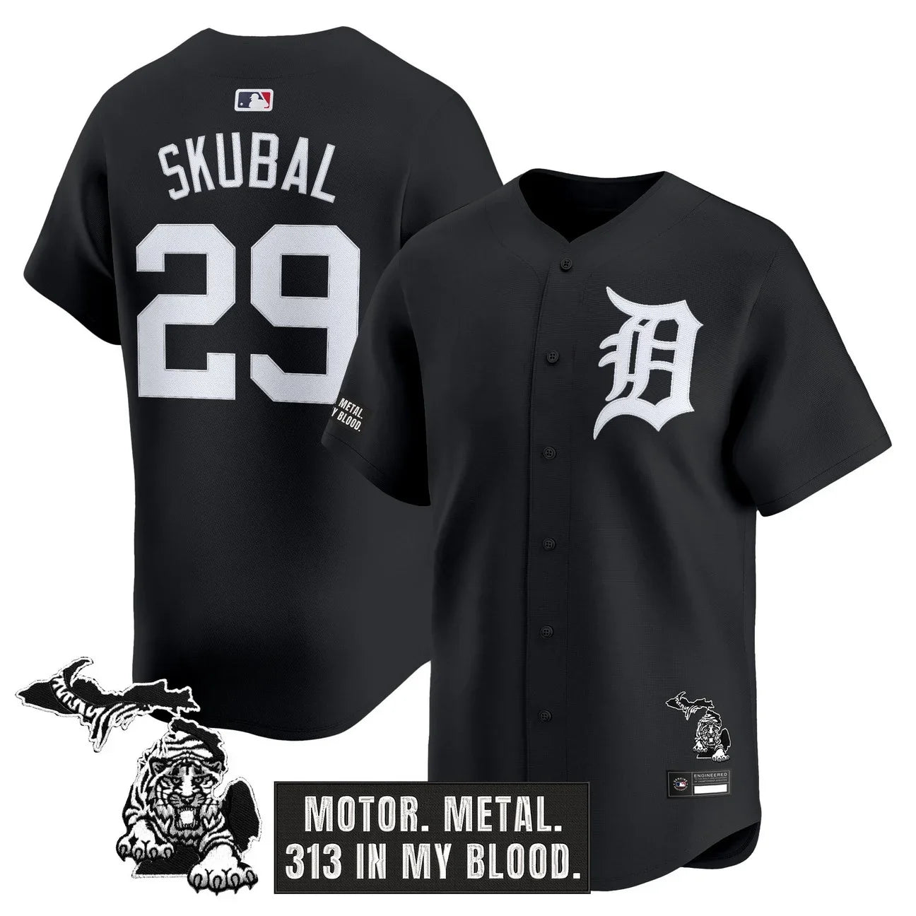 Detroit Tigers 'Old English Edition' Vapor Premier Limited Jersey - All Stitched - Black Limited