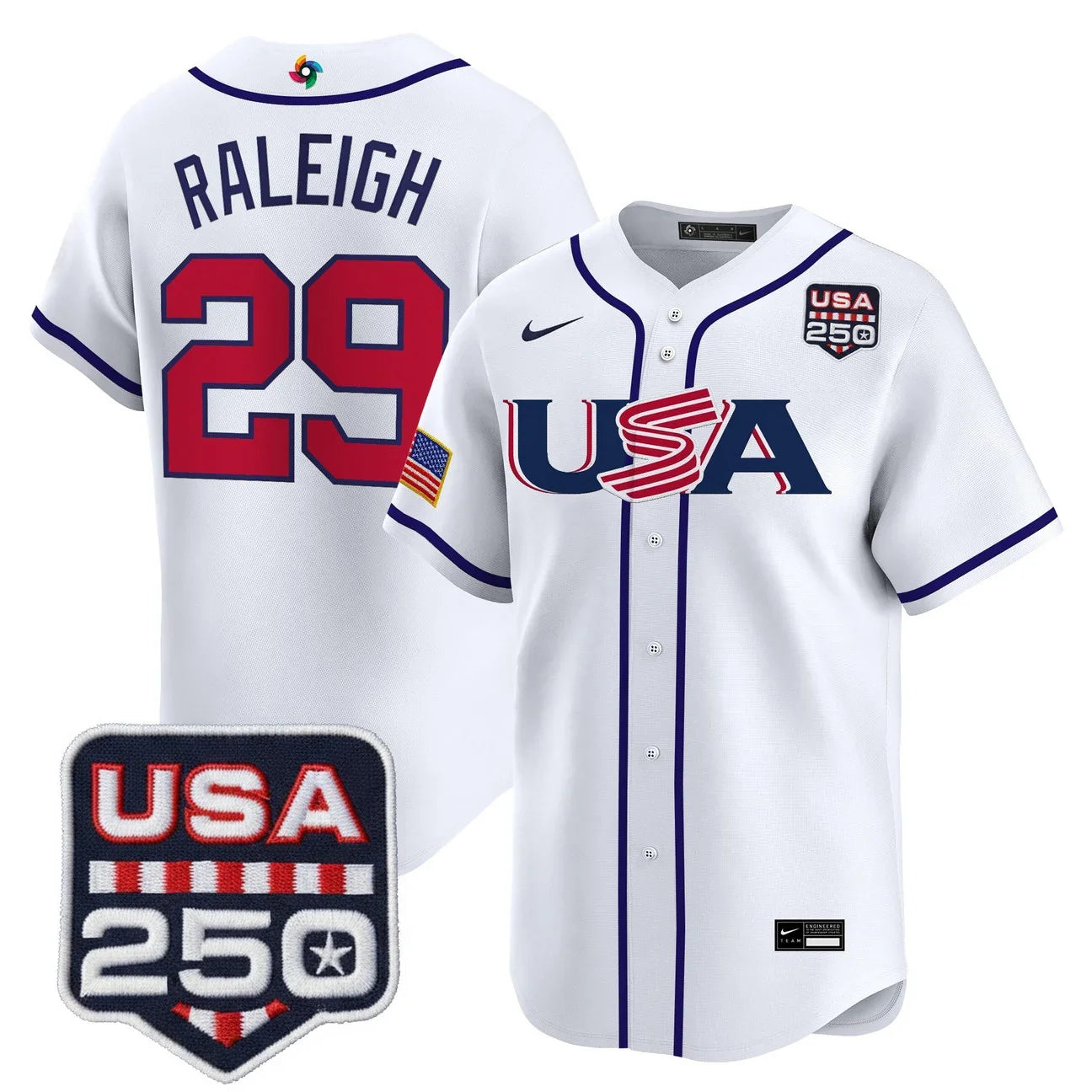 Team USA World Baseball Classic 250America Patch Vapor Premier Jersey - All Stitched - White