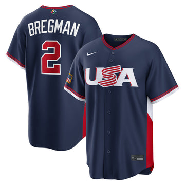 Men's #2 Alex Bergman USA 2026 World Baseball Classic Baseball Jersey