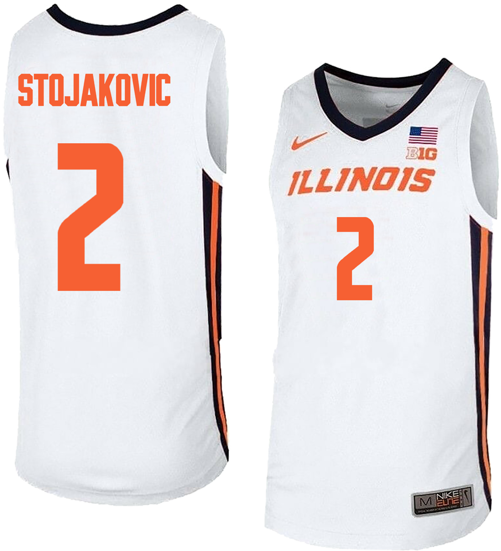 Men's #2 Andrej Stojakovic Illinois Fighting Illini College Basketball Jersey