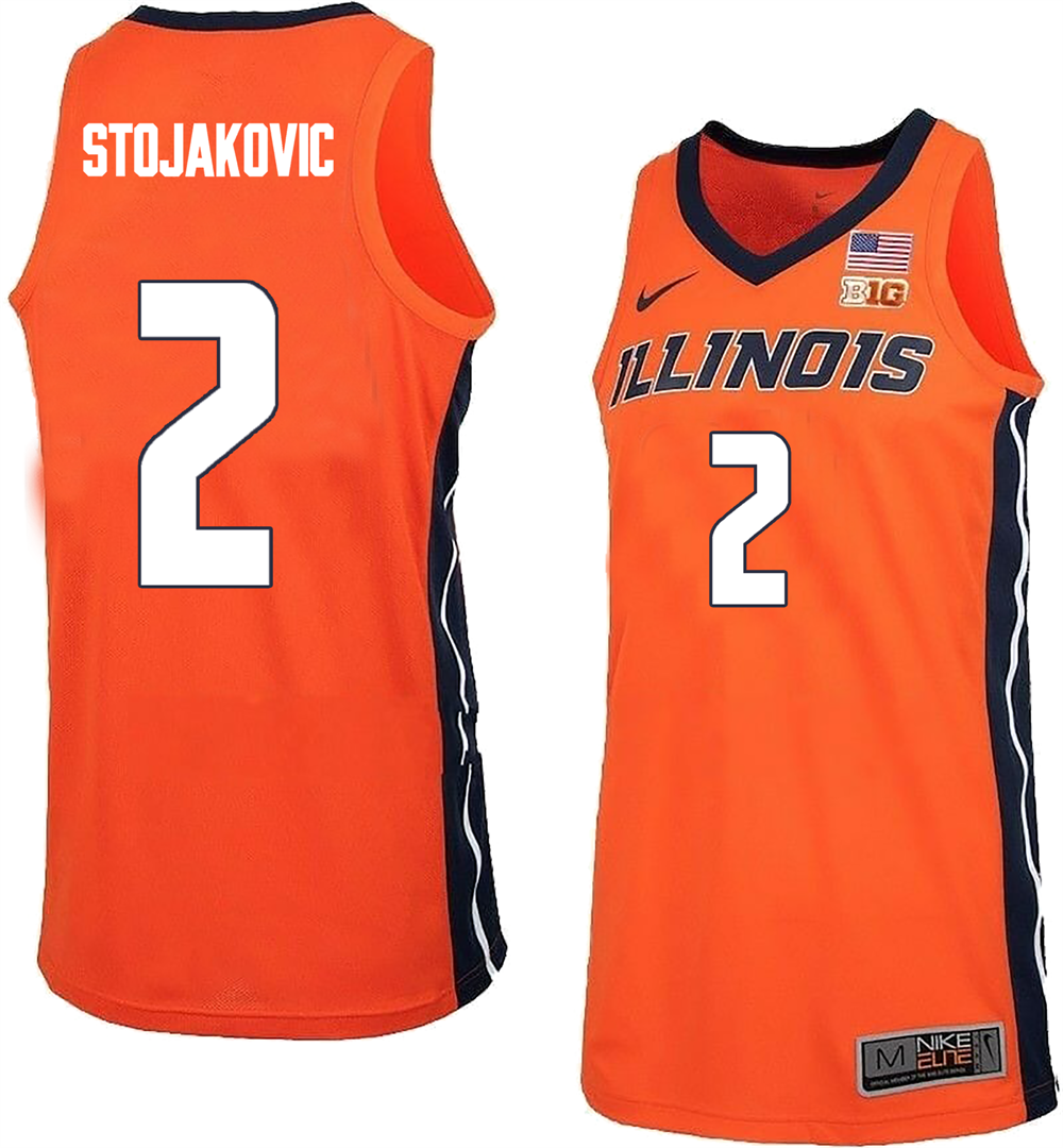 Men's #2 Andrej Stojakovic Illinois Fighting Illini College Basketball Jersey