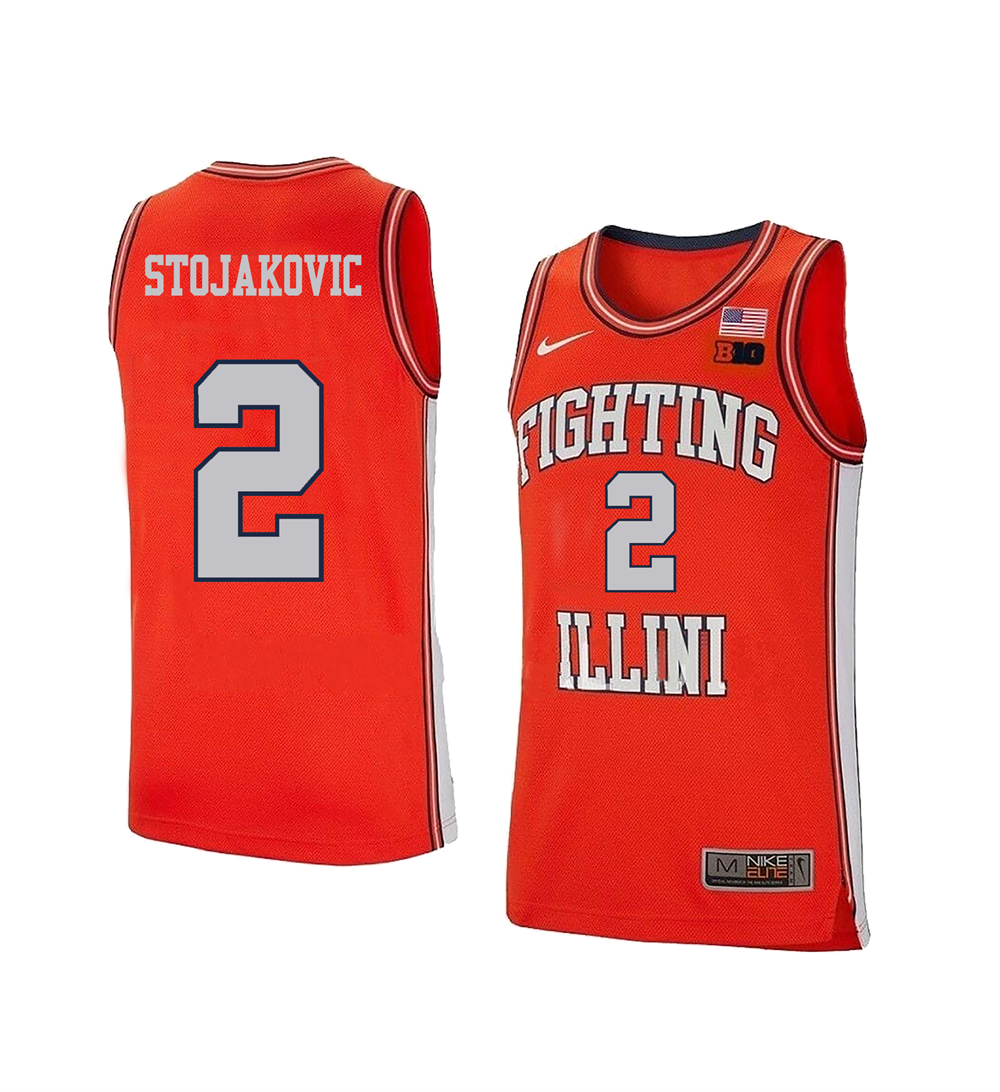 Men's #2 Andrej Stojakovic Illinois Fighting Illini College Basketball Jersey