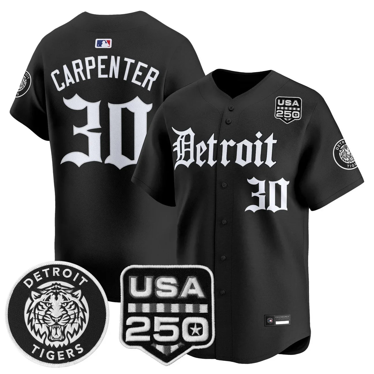 Detroit Tigers ‘Gothic Edition’ Vapor Premier Limited Jersey - All Stitched - Black