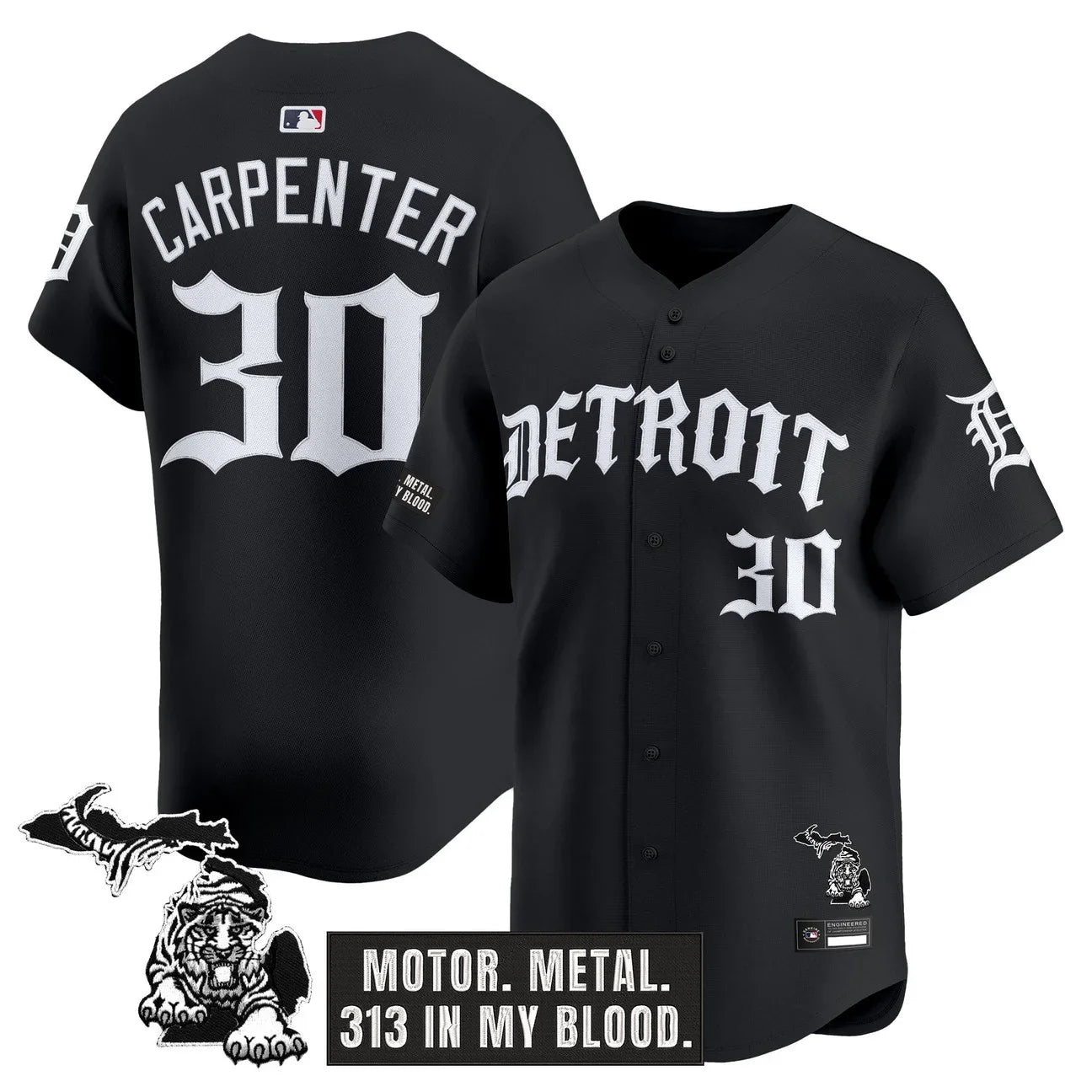 Detroit Tigers 'Old English Edition' Vapor Premier Limited Jersey - All Stitched - Black