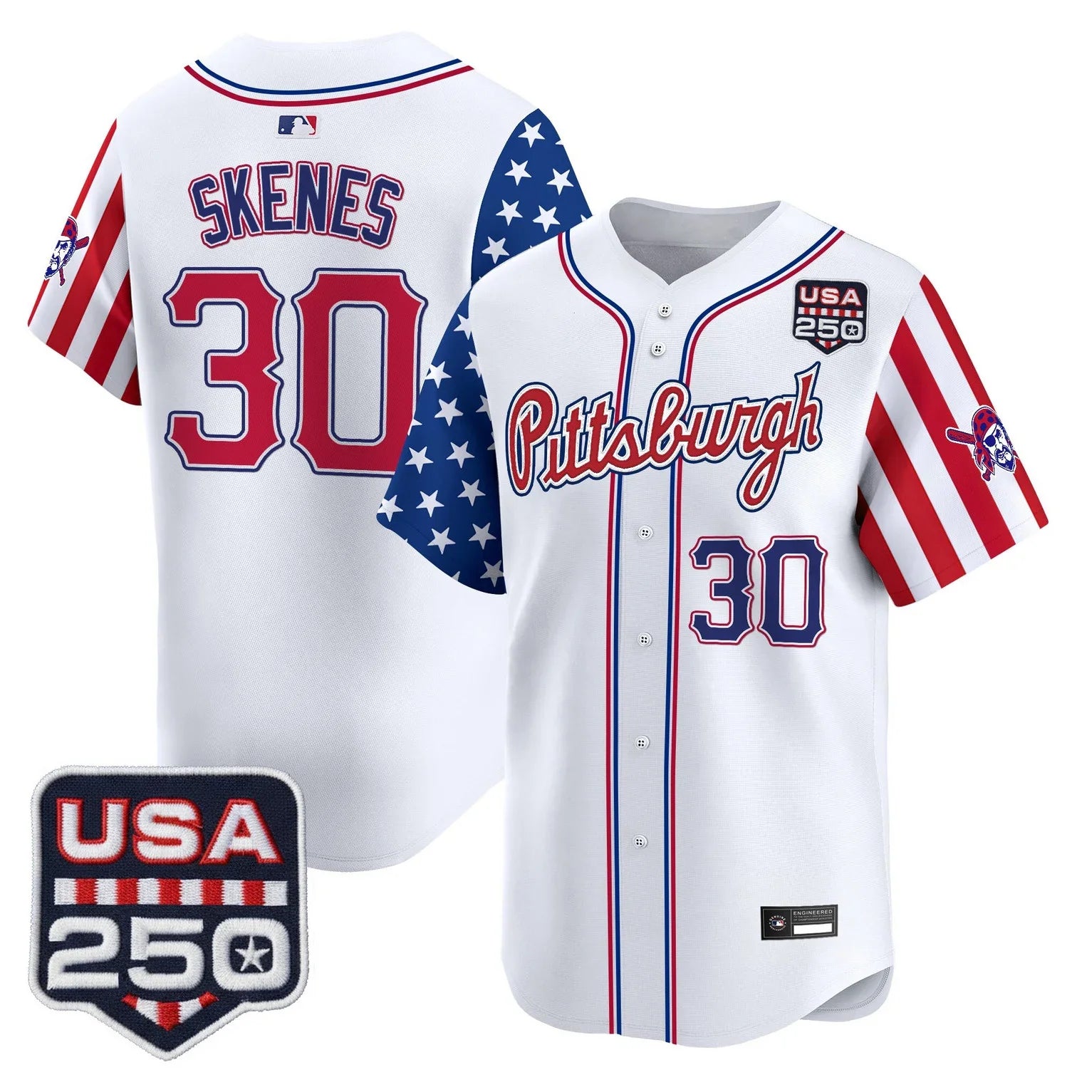 Pittsburgh Pirates "America250 Edition" Vapor Premier Limited Jersey - All Stitched - White