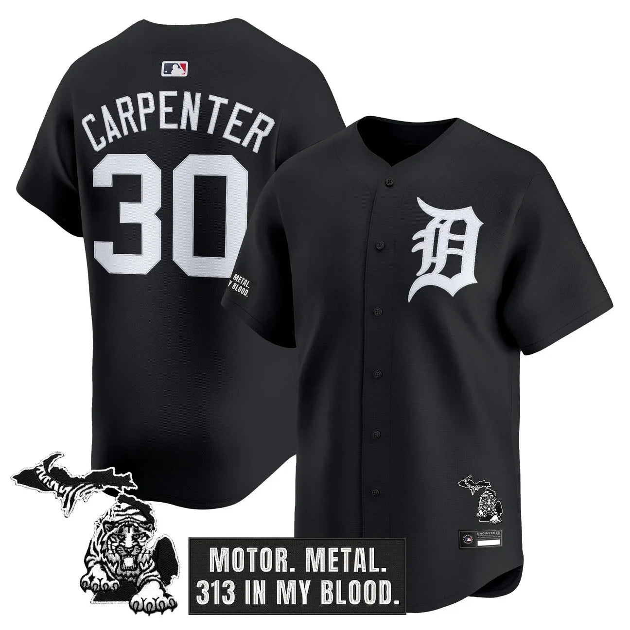 Detroit Tigers 'Old English Edition' Vapor Premier Limited Jersey - All Stitched - Black Limited