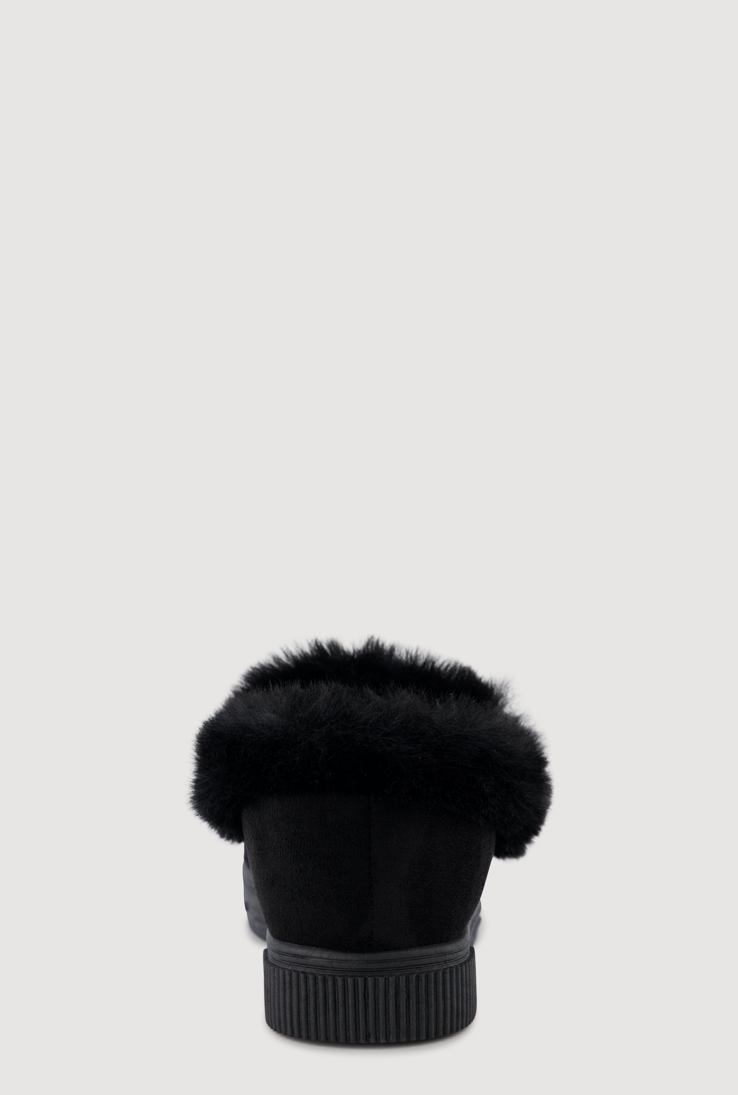 Trendy Faux Fur Lined Faux Suede Platform Moccasin Slippers