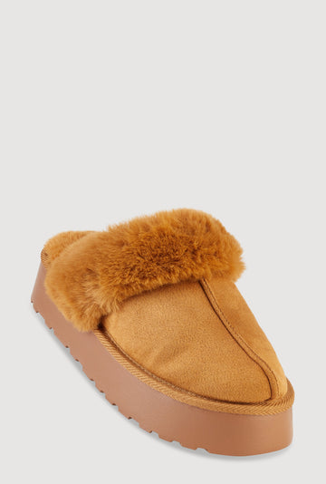Faux Fur Platform Slippers