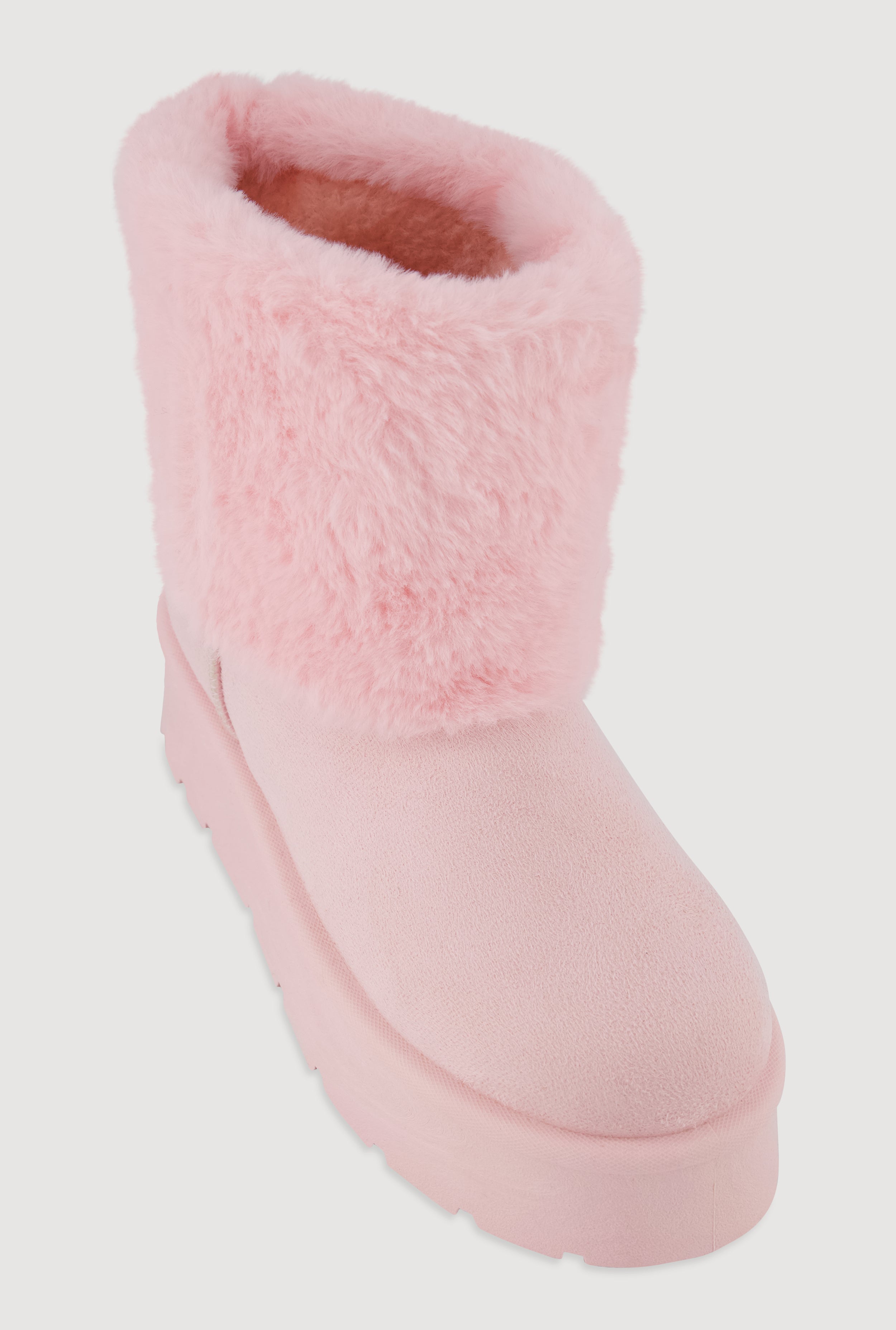 Faux Fur Cuff Platform Booties