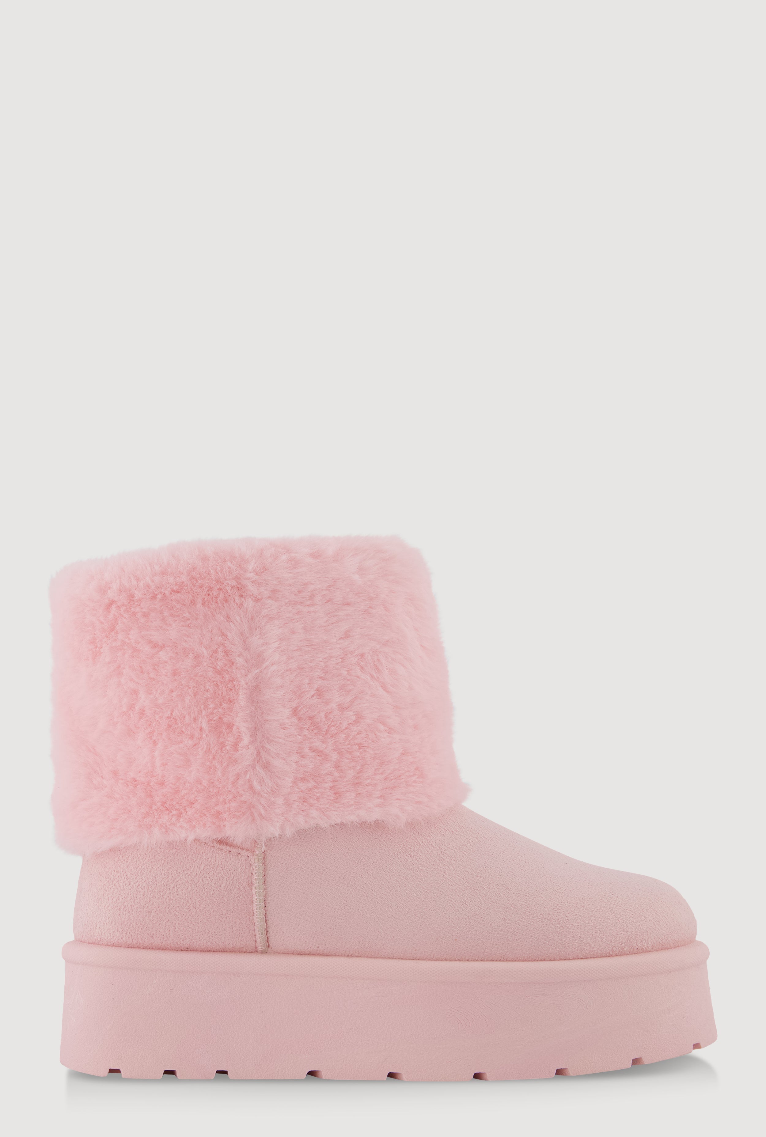 Faux Fur Cuff Platform Booties