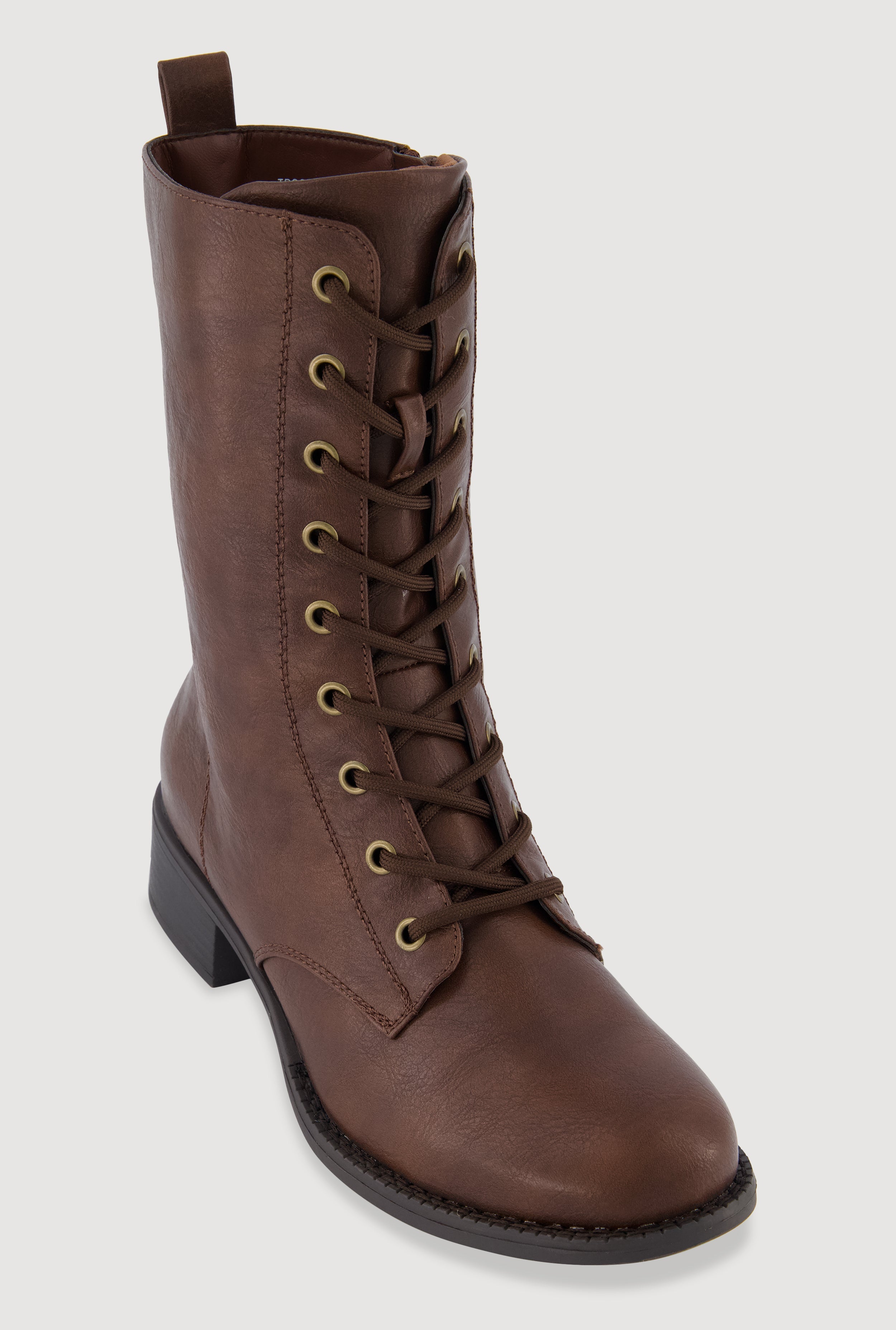 Faux Leather Lace Up Combat Boots