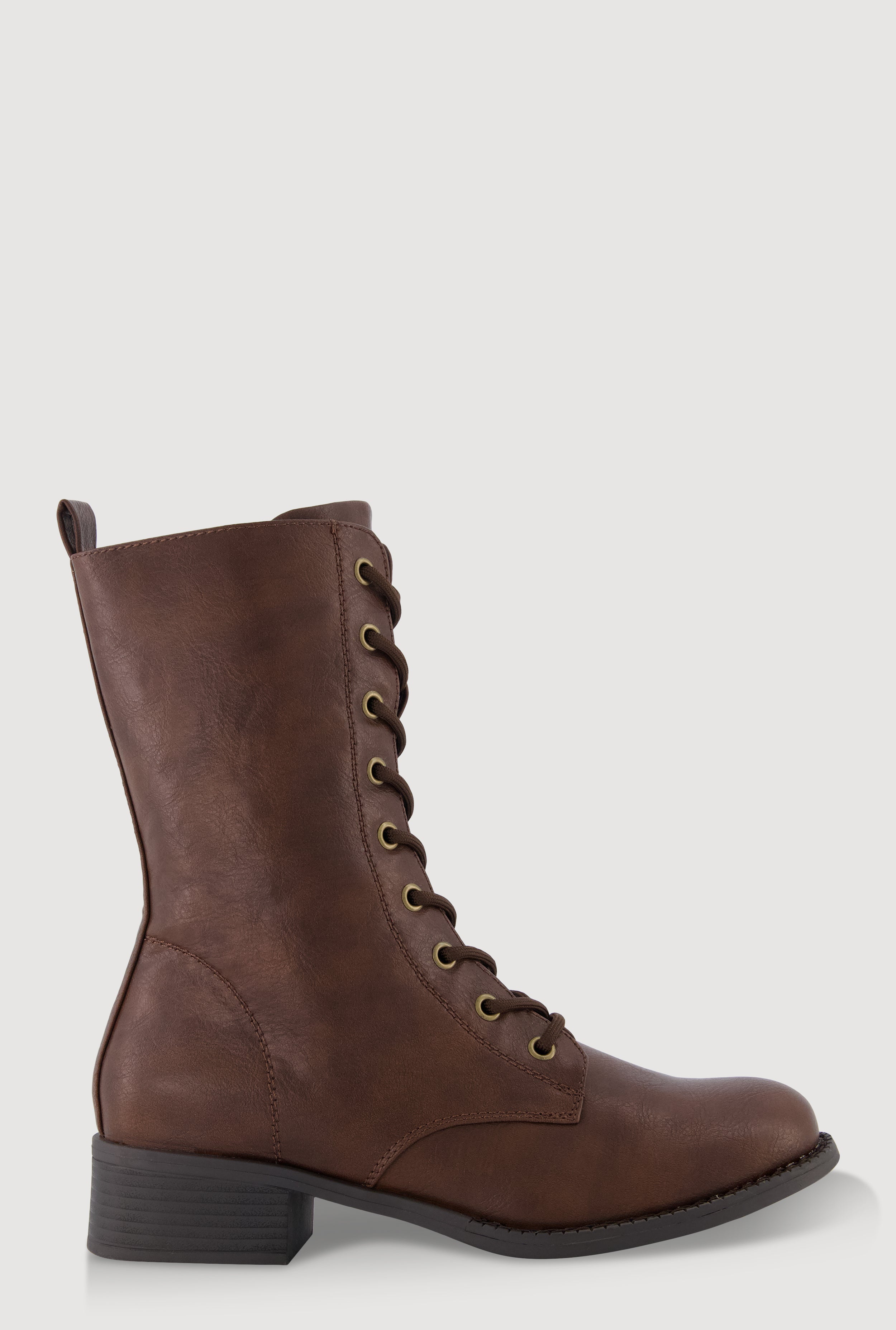 Faux Leather Lace Up Combat Boots