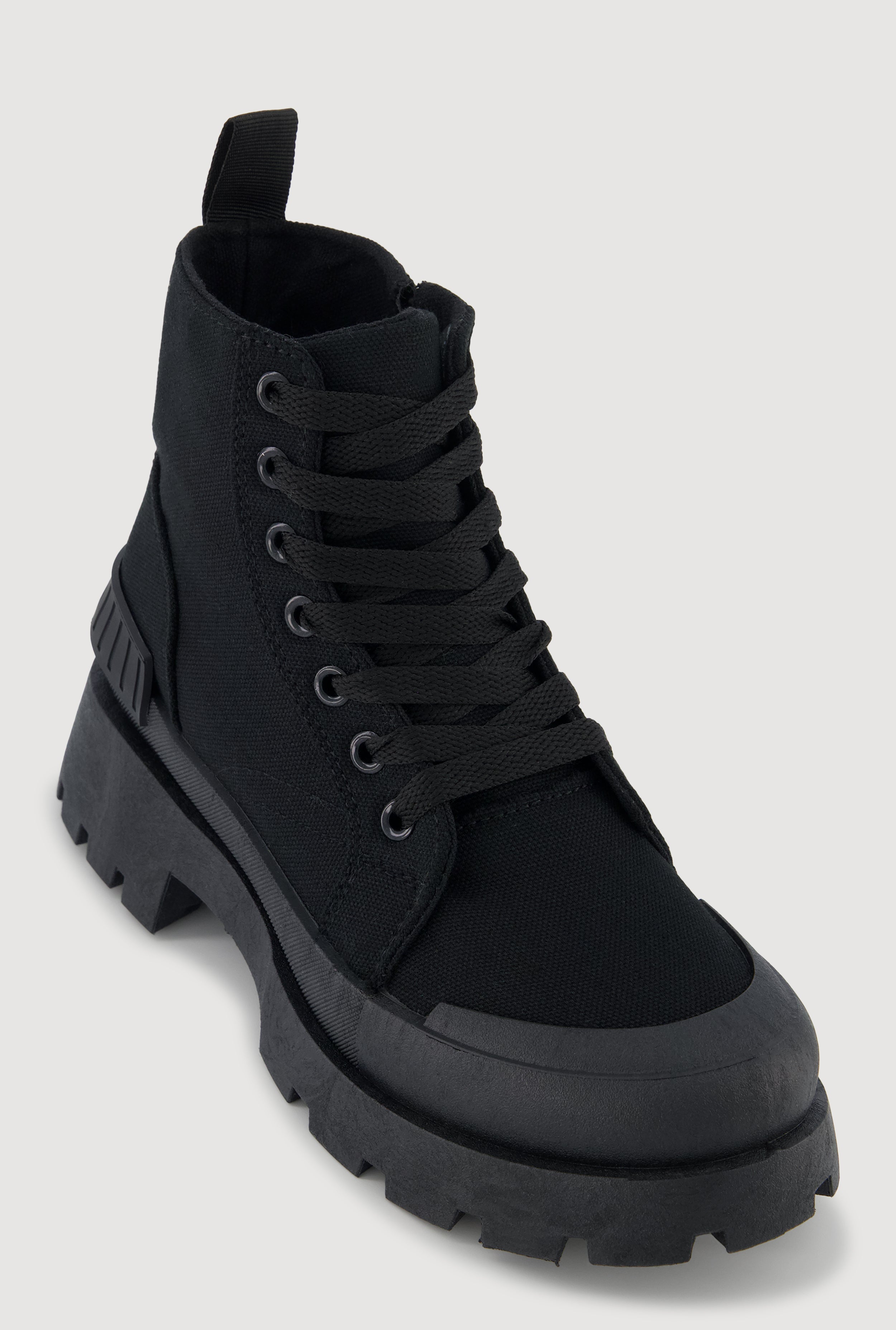 Cap Toe Lace Up Side Zip Combat Boots
