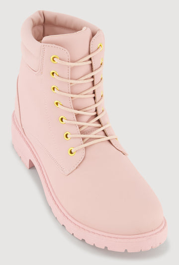 Lace Up Block Heel Combat Boots