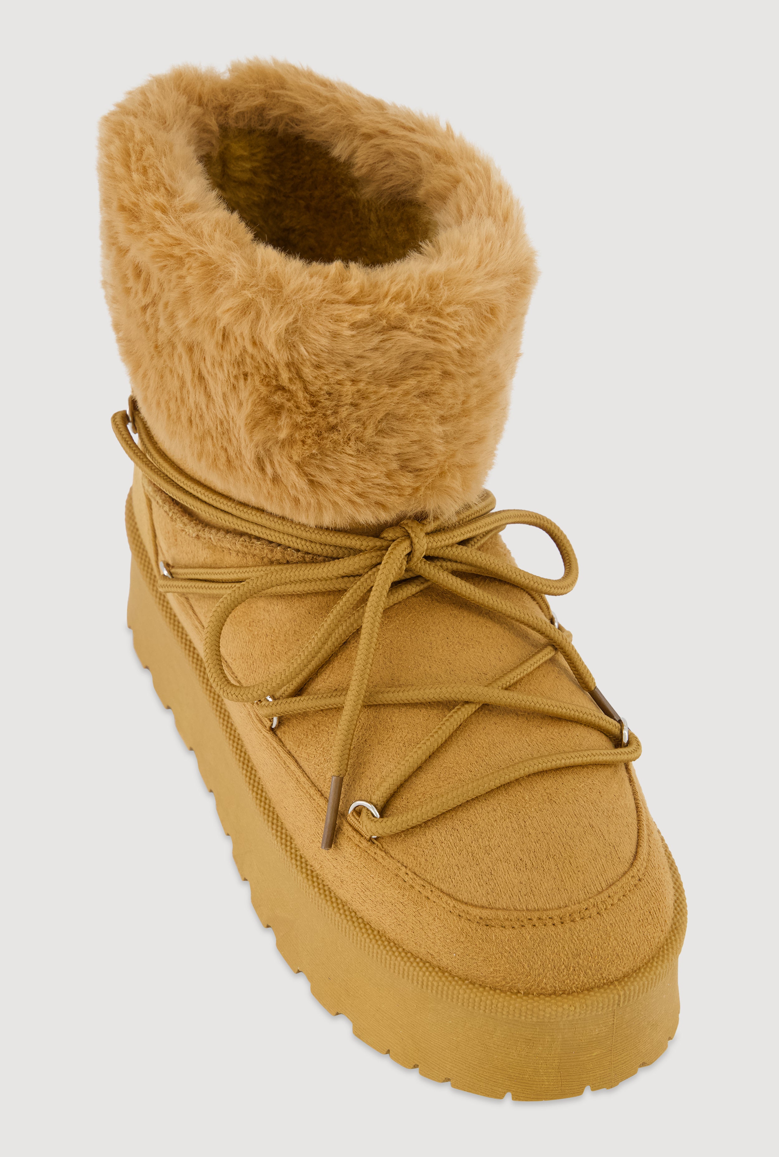 Trendy Faux Suede Platform Booties with Faux Fur Lining
