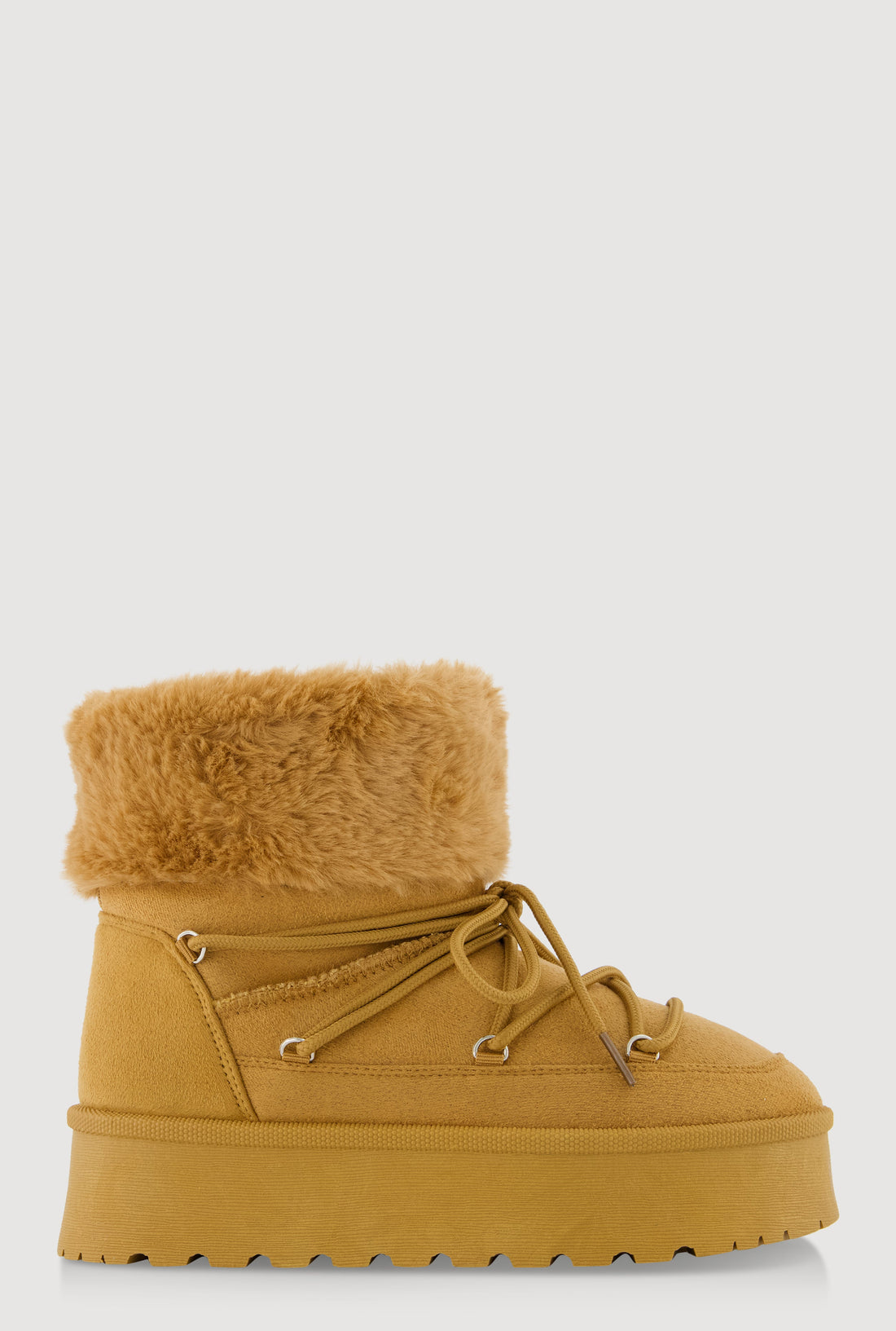 Trendy Faux Suede Platform Booties with Faux Fur Lining