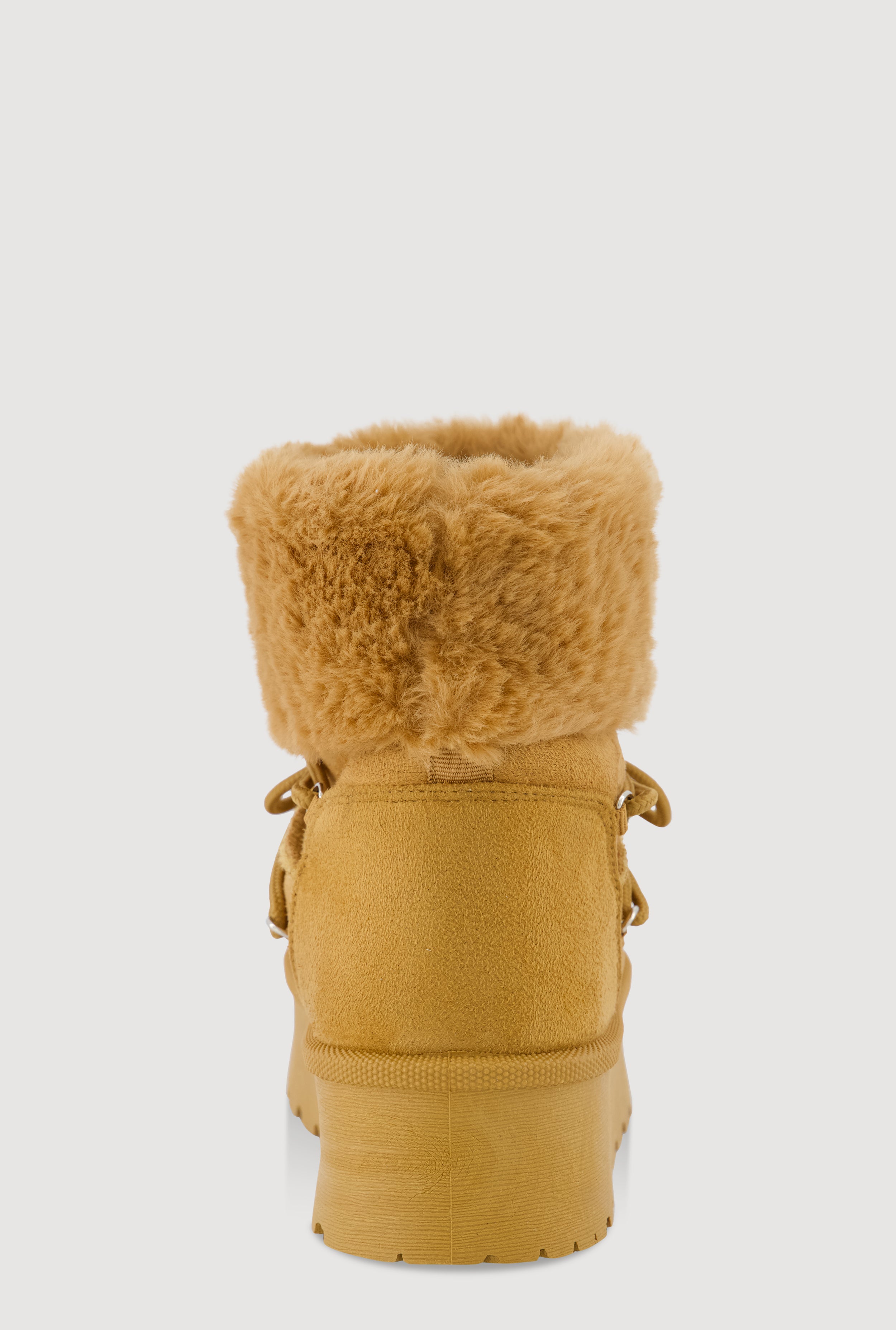 Trendy Faux Suede Platform Booties with Faux Fur Lining