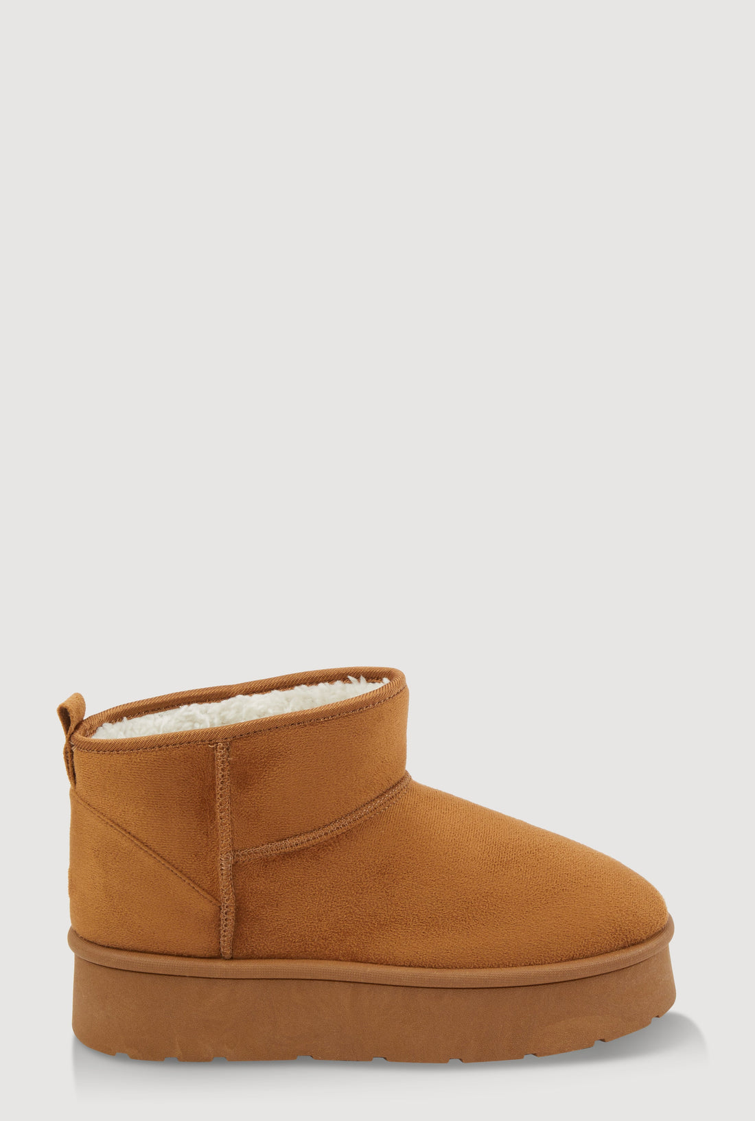 Sherpa Lined Pull Tab Faux Suede Platform Ankle Boots