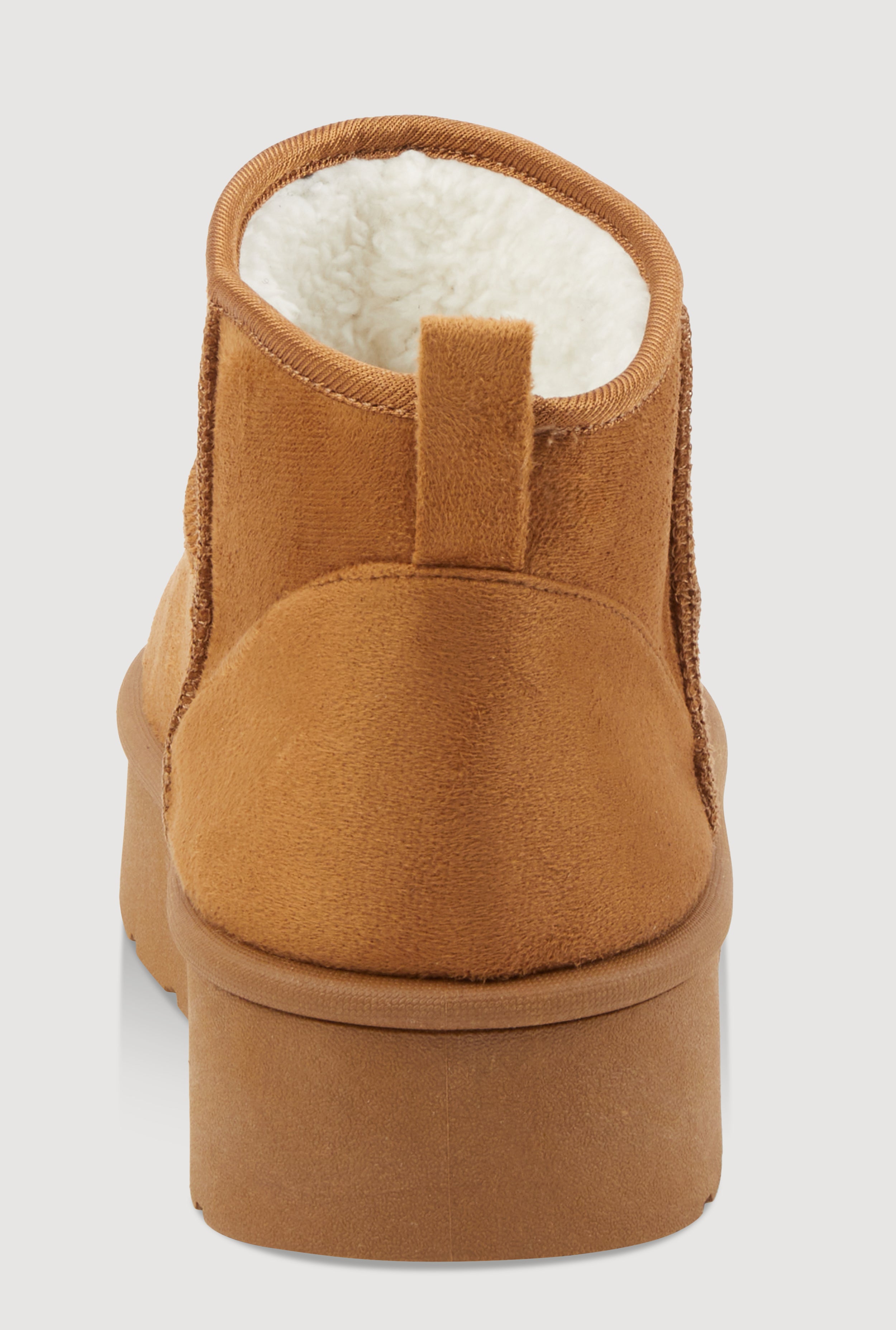 Sherpa Lined Pull Tab Faux Suede Platform Ankle Boots