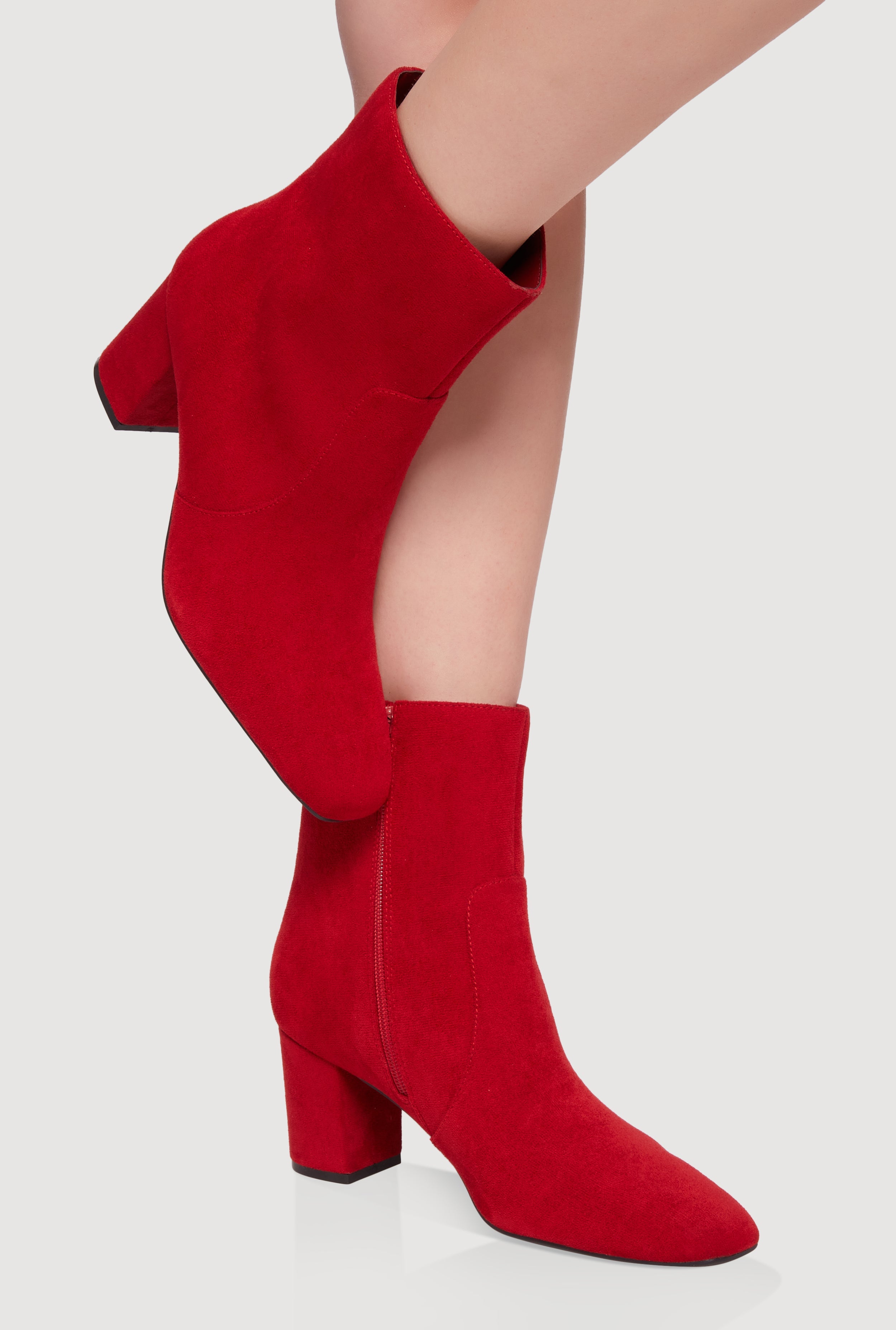 Almond Toe Mid Block Heel Booties