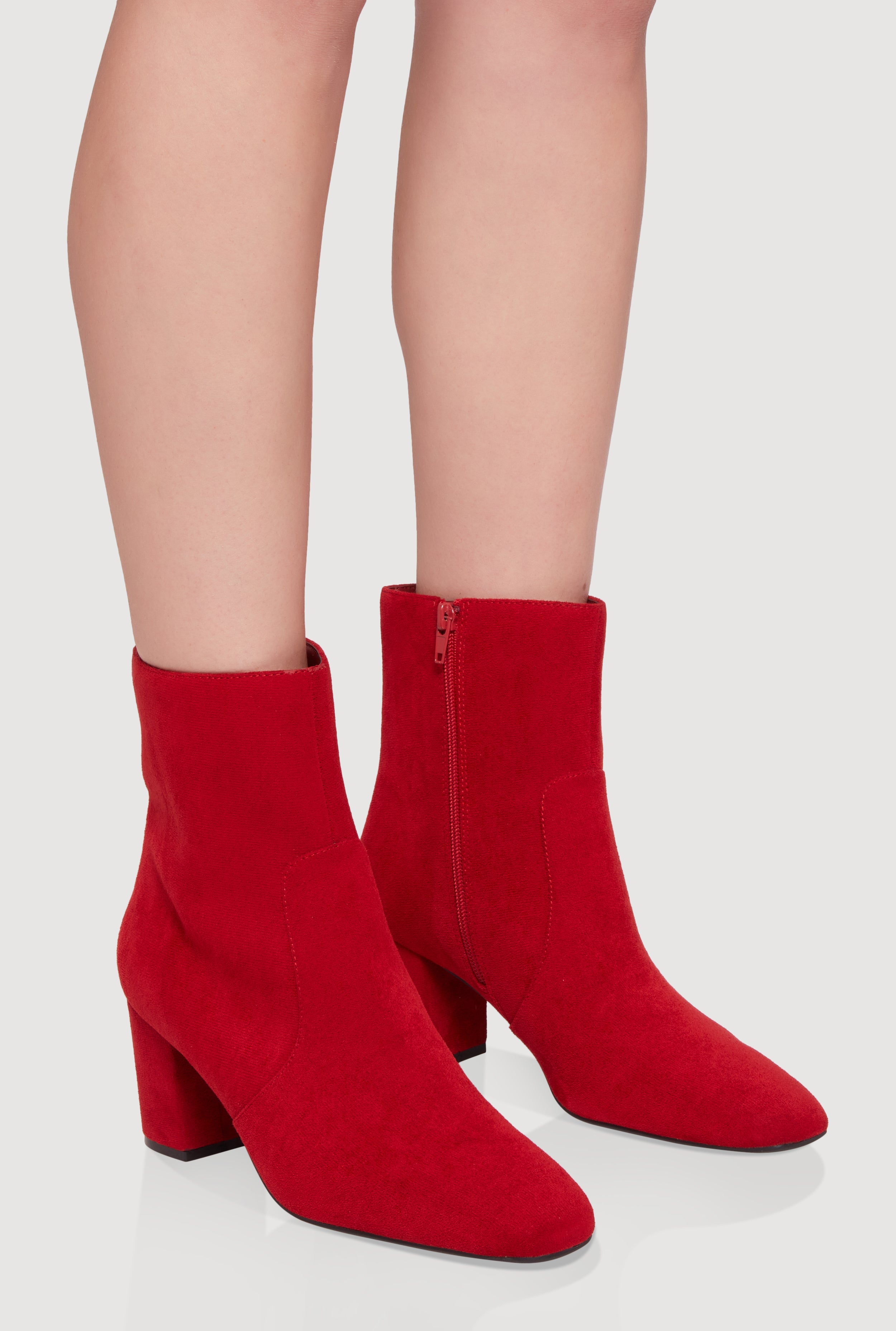 Almond Toe Mid Block Heel Booties