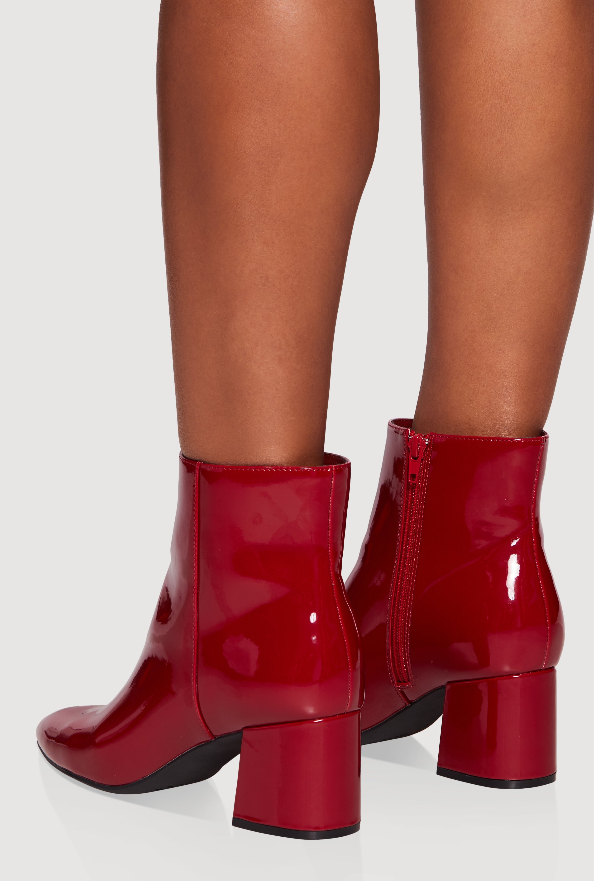 Side Zip Block Heel Pointy Toe Booties