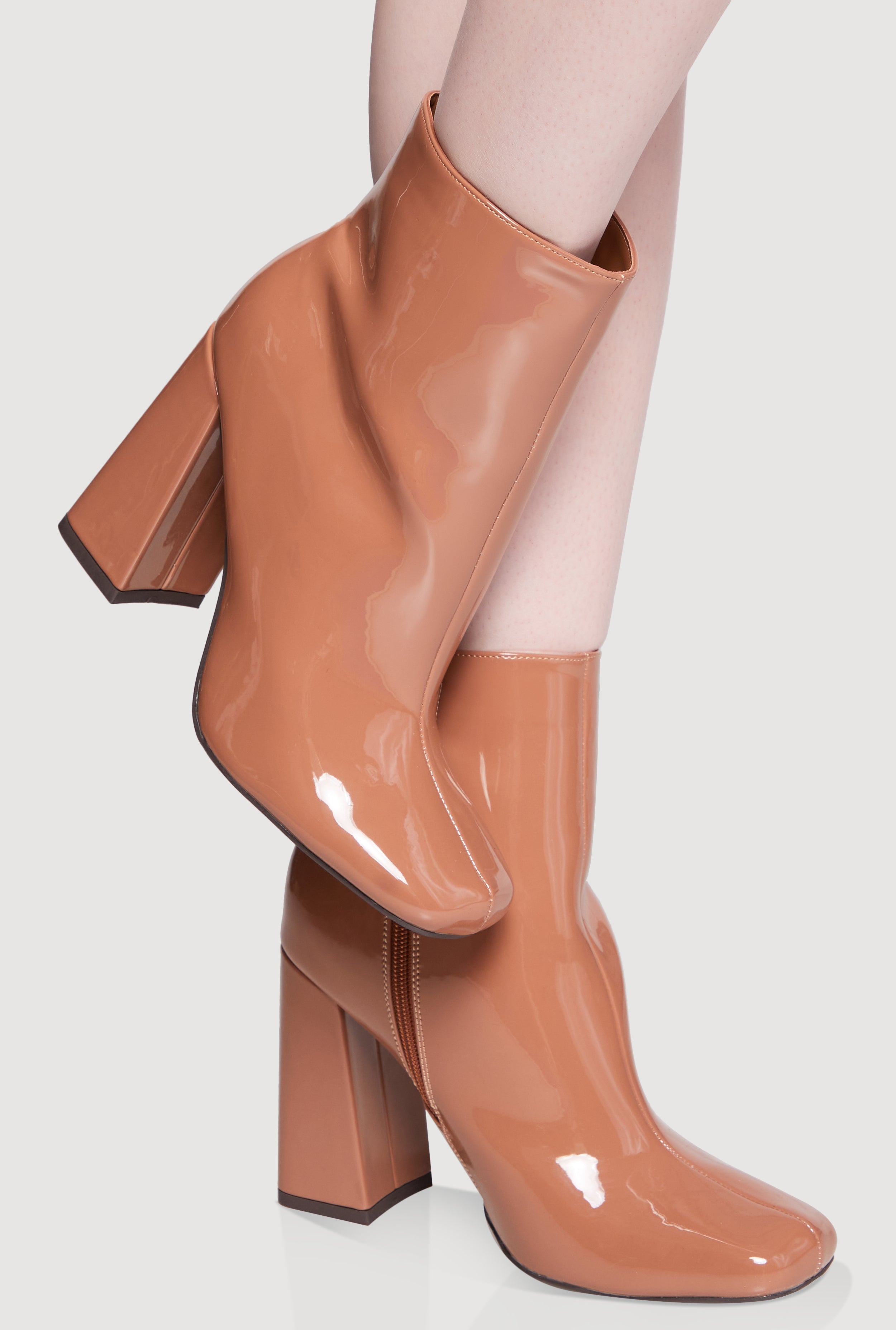 Trendy Block Heel Almond Toe Booties