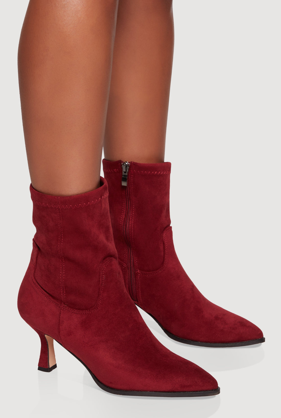 Pointed Toe Side Zip Spool Heel Ankle Booties