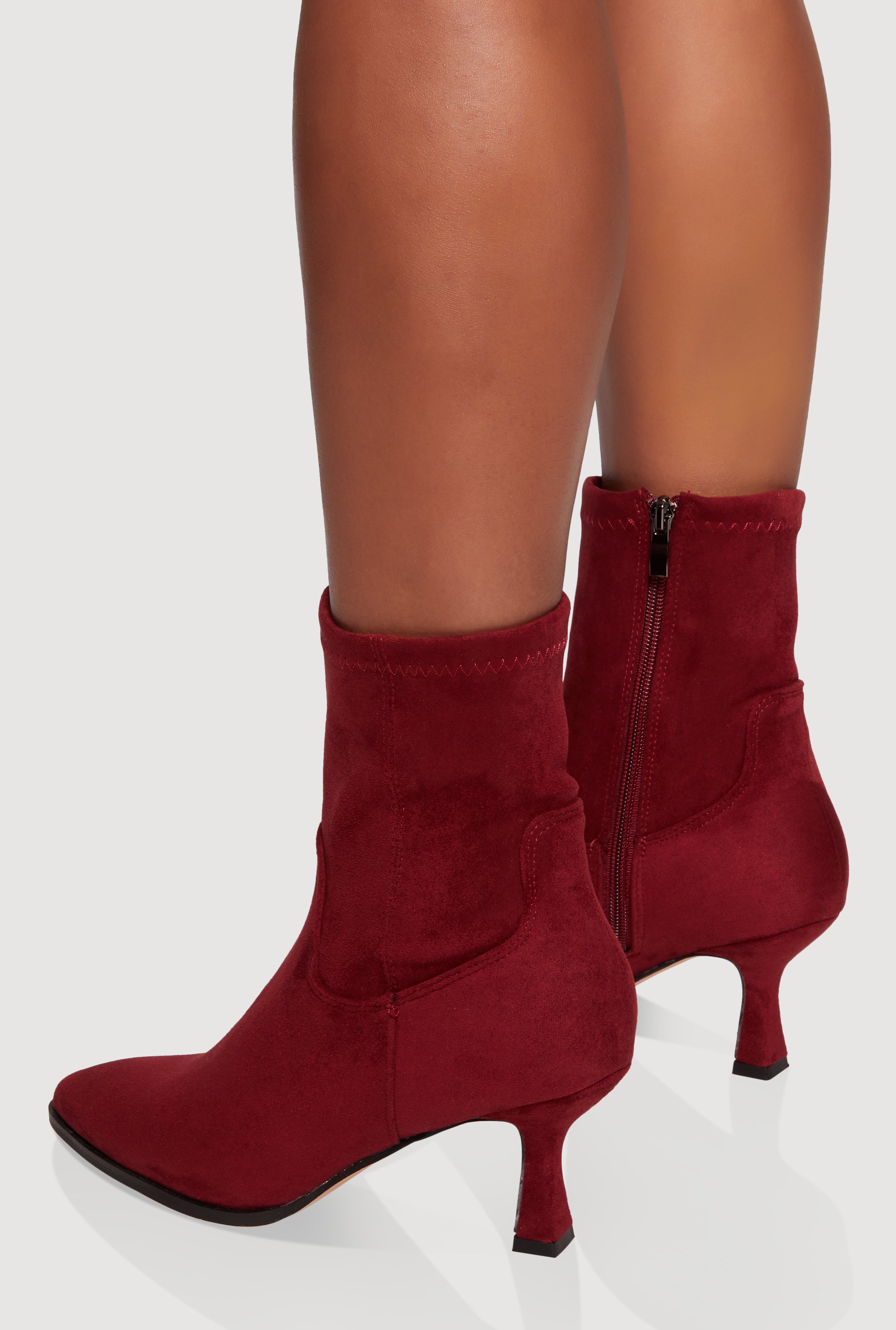 Pointed Toe Side Zip Spool Heel Ankle Booties