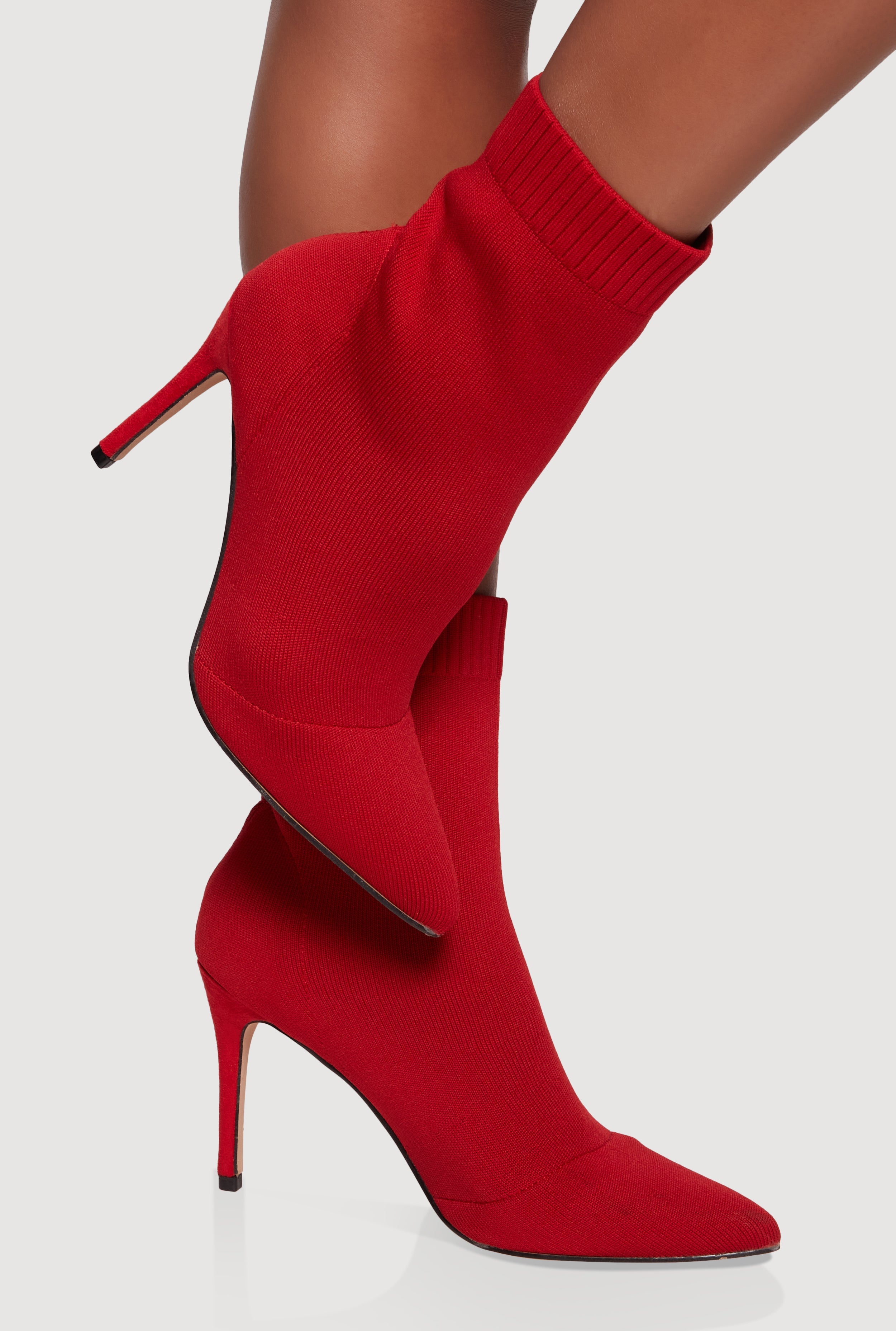 Pointed Toe High Heel Stiletto Sock Booties