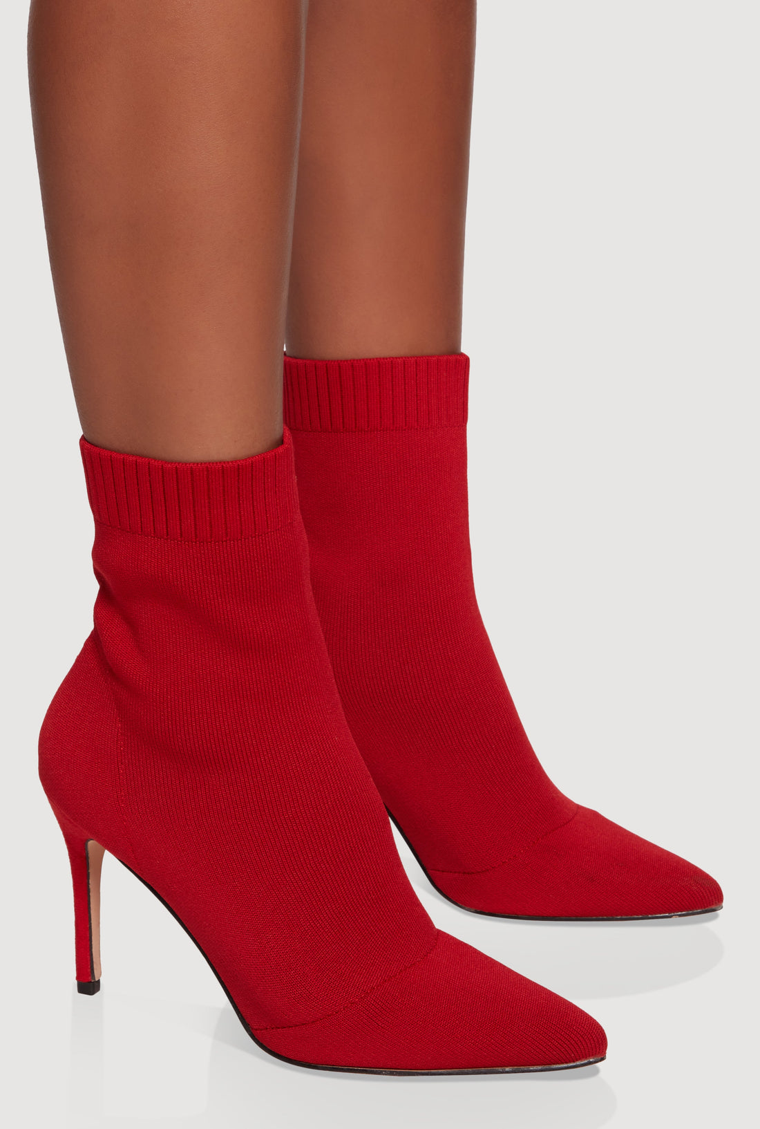 Pointed Toe High Heel Stiletto Sock Booties