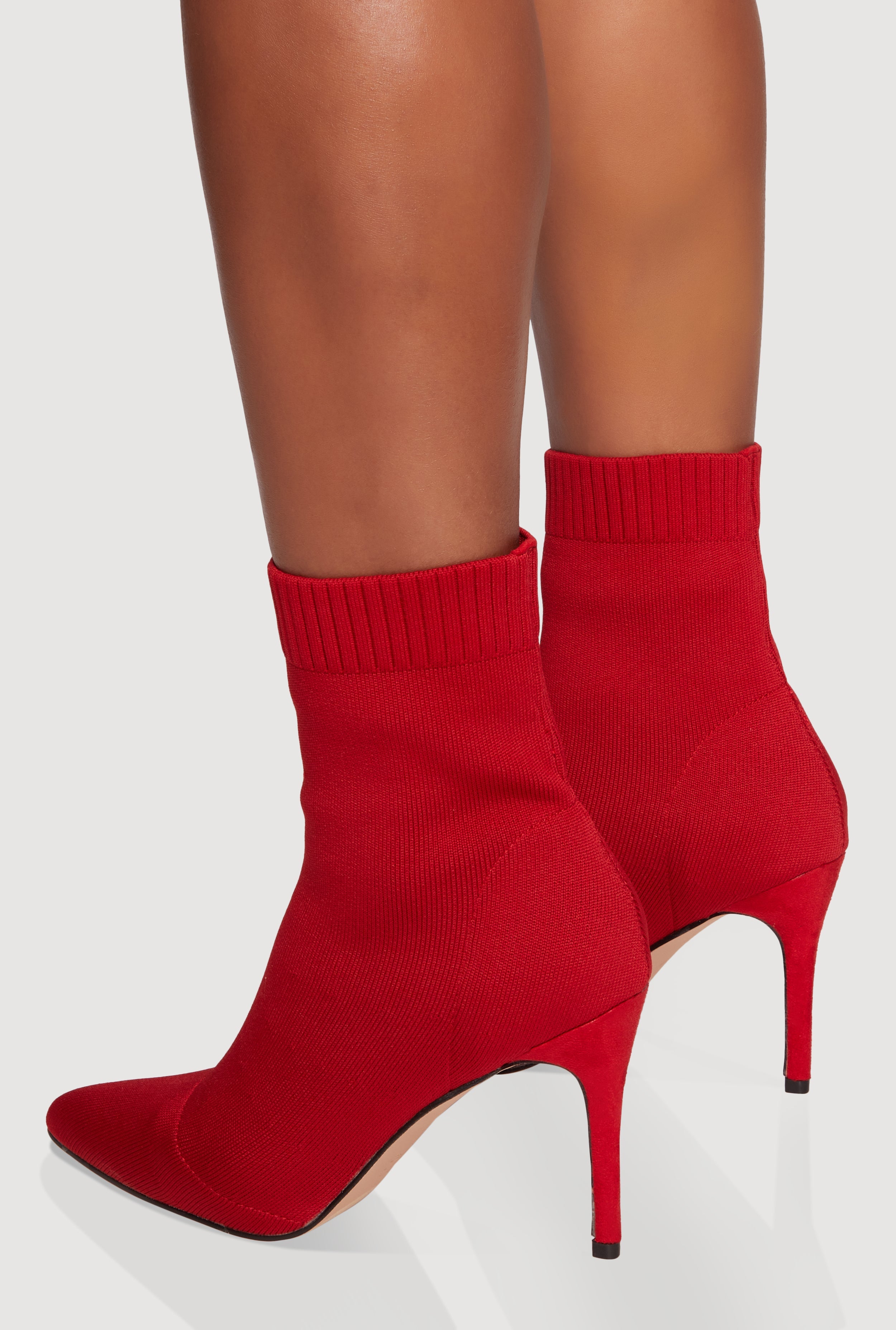 Pointed Toe High Heel Stiletto Sock Booties