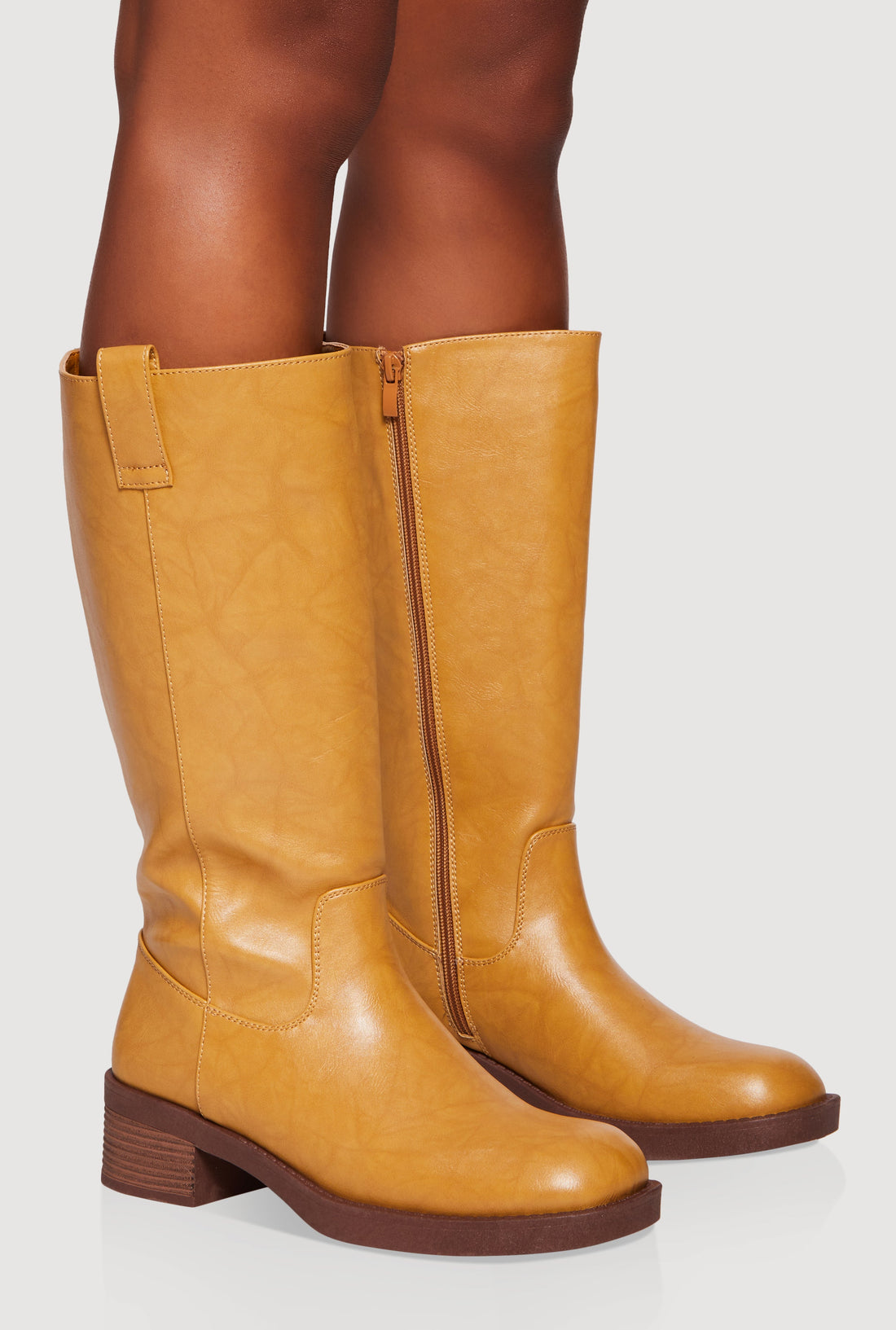 Mid Calf Square Toe Riding Boots