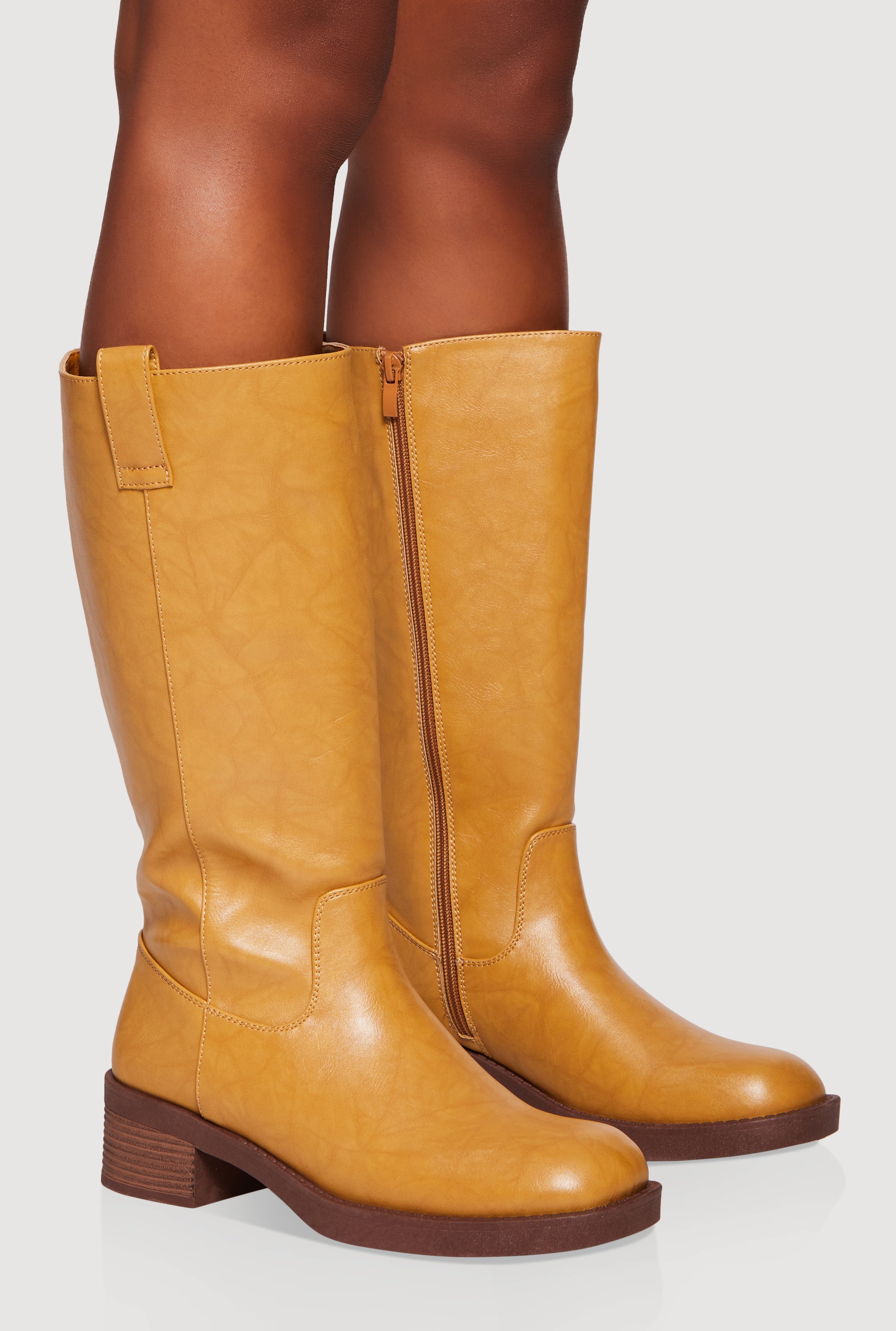 Mid Calf Square Toe Riding Boots