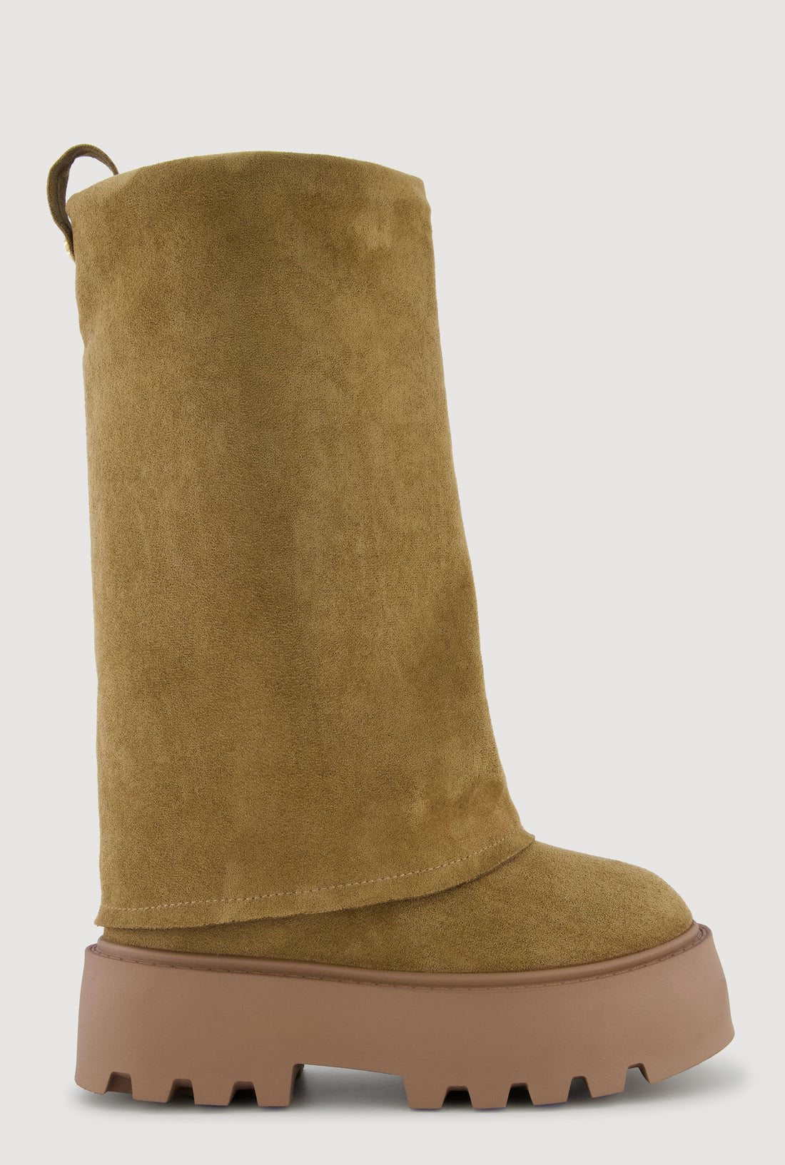 Faux Suede Lug Sole Platform Slouch Boots